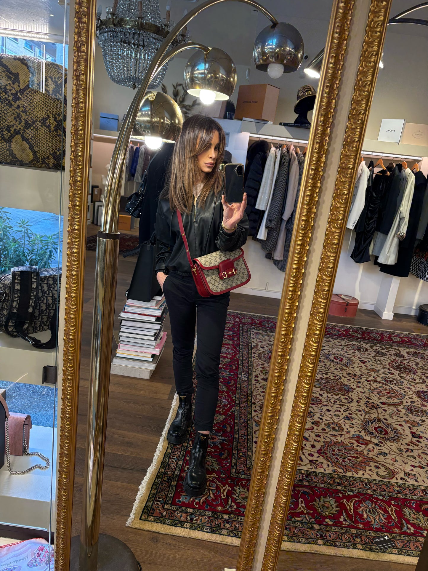 Gucci borsa Horsebit profili in pelle rossa . Nuova