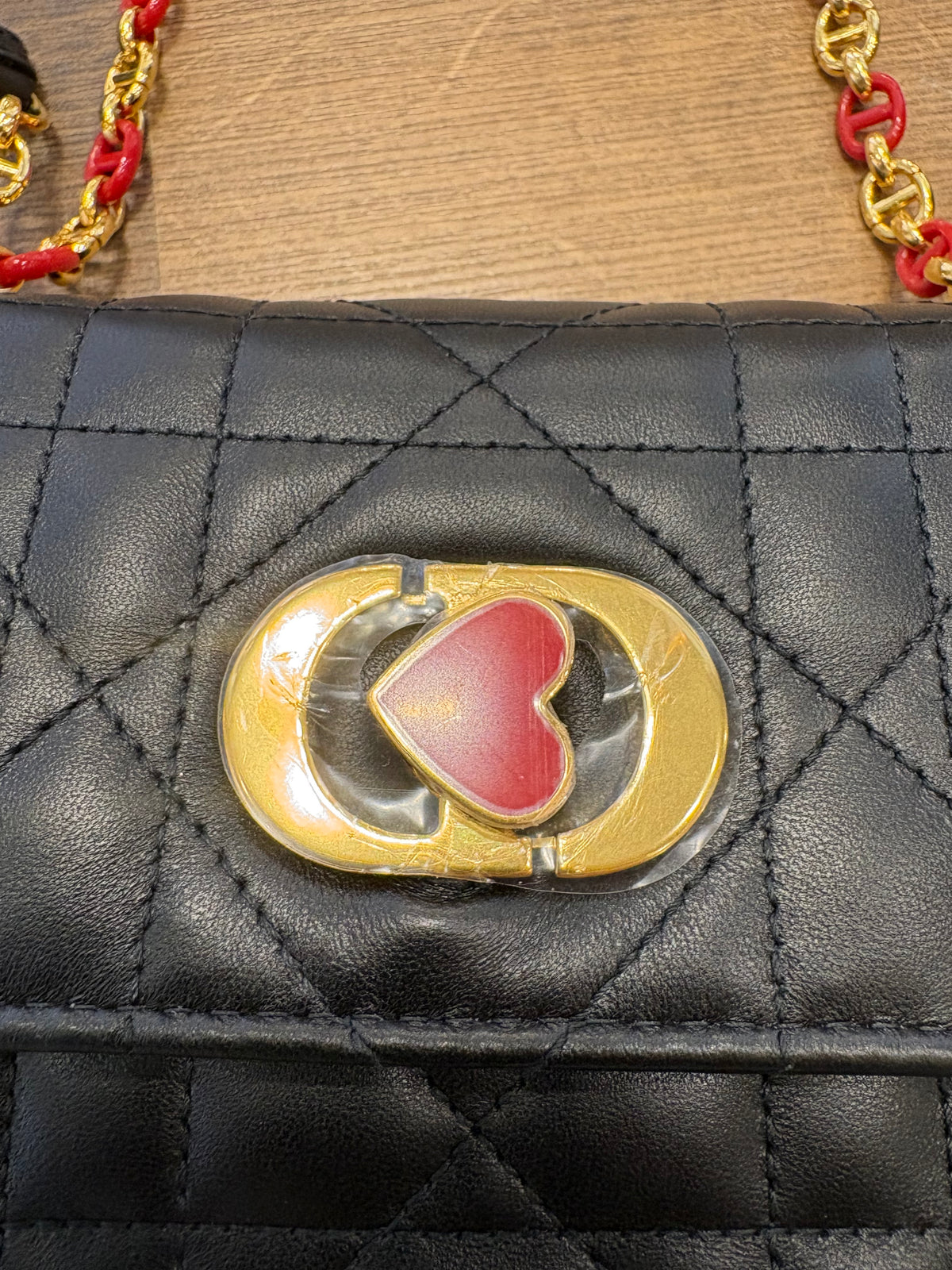 Christian Dior Miss Caro Mini Capsule Dioramour in Pelle di Agnello Macrocannage Nera Nuova con Cartellino