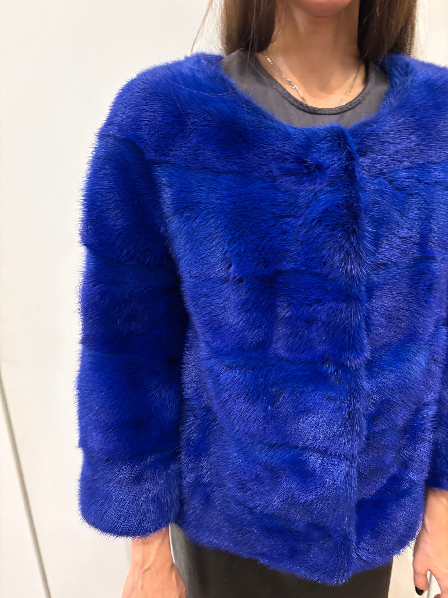 Giacca visone bluette intenso 38 ita