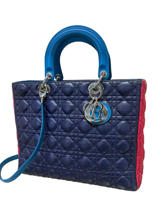 Dior borsa  Lady Dior Large Tricolor in Pelle di Agnello Cannage