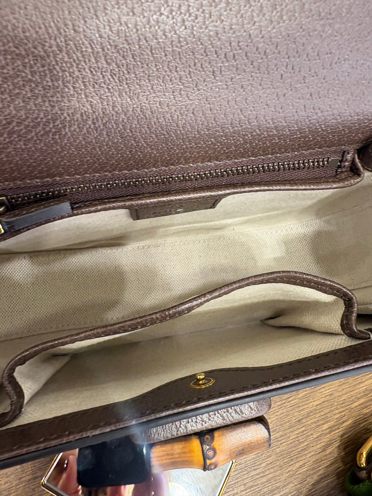 Gucci Borsa a mano Gucci Bamboo 1947 mini in tela Jumbo GG e pelle marrone. Nuovo