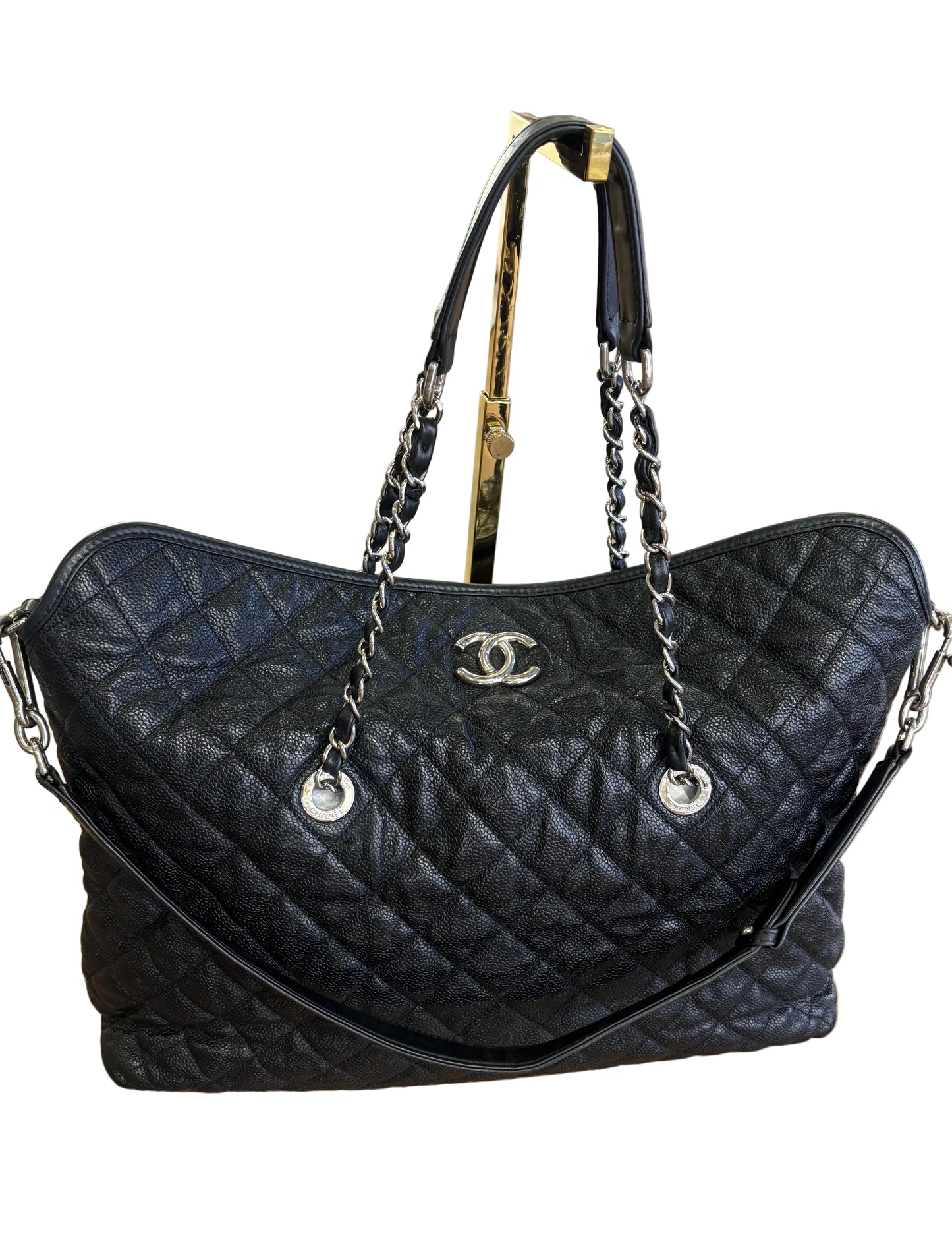Borsa Chanel French Riviera Hobo in Pelle Caviar Quilted e Hardware Argentato