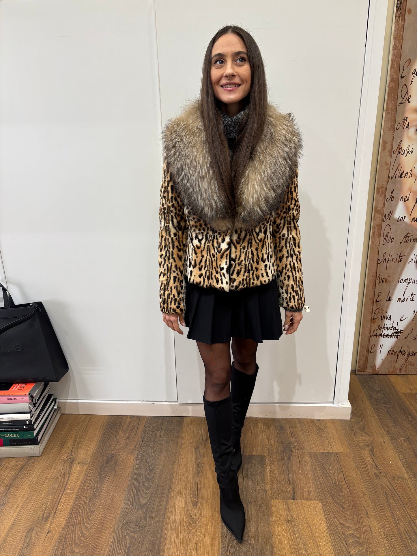 Giacca in lapin e revers in volpe .ita Xs