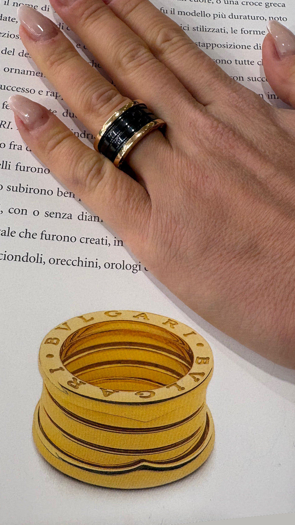 Bvlgari B.zero 1 anello in oro rosa e ceramica brown