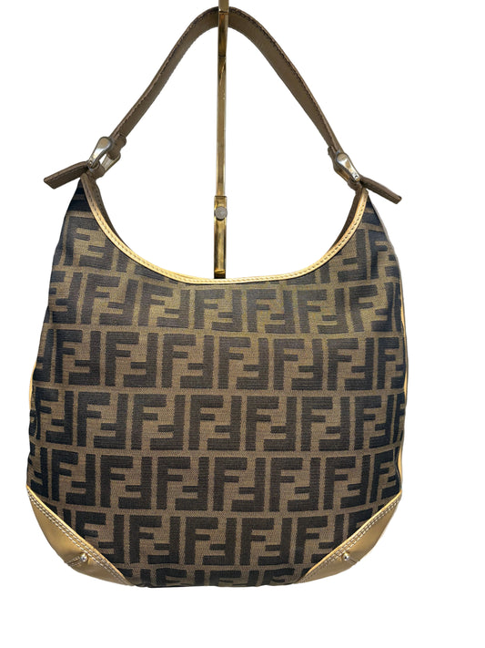Fendi borsa hobo a spalla tela zucca e pelle . Vintage