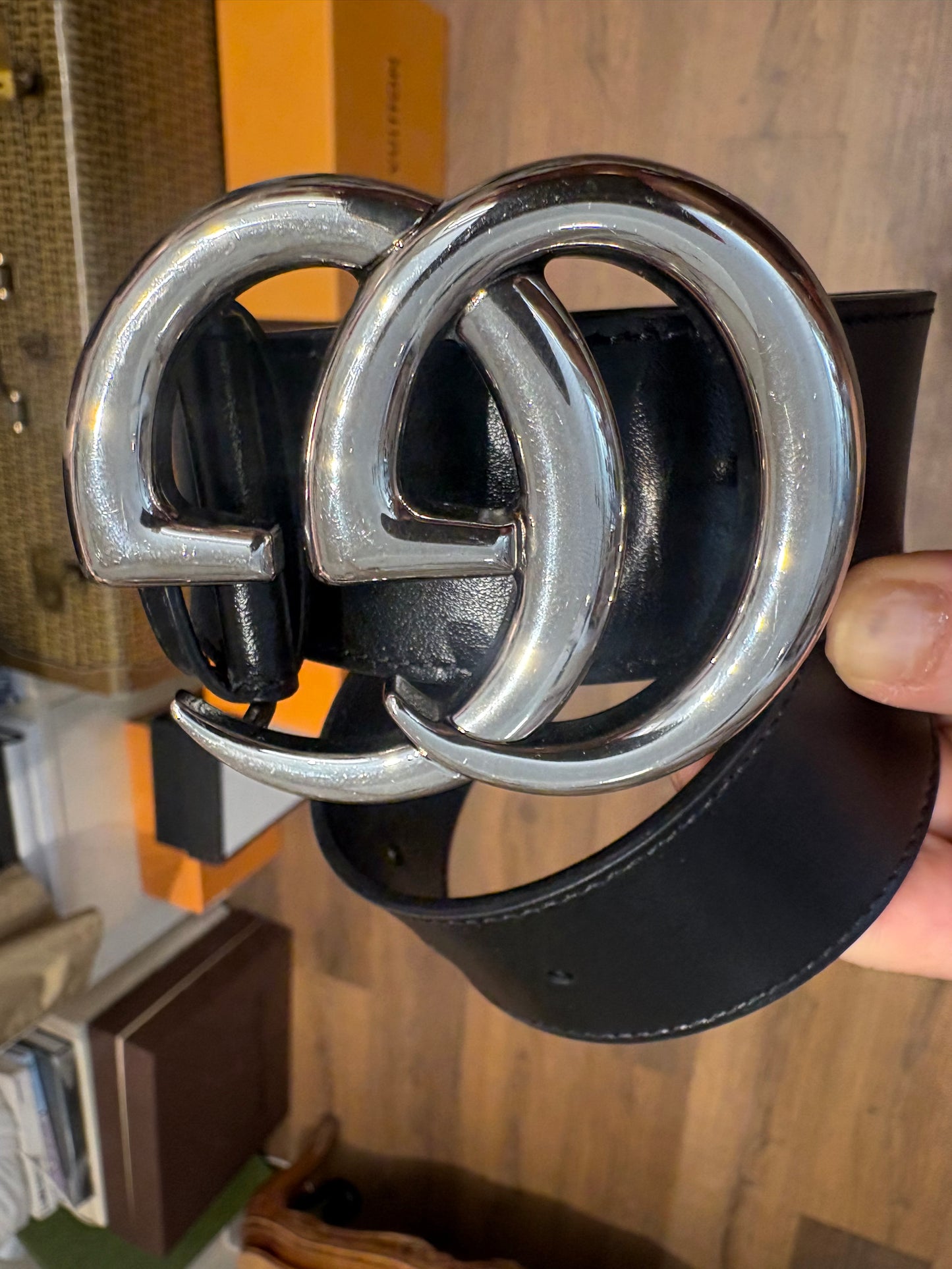 Gucci  Marmont cintura in pelle metallo silver 4cm