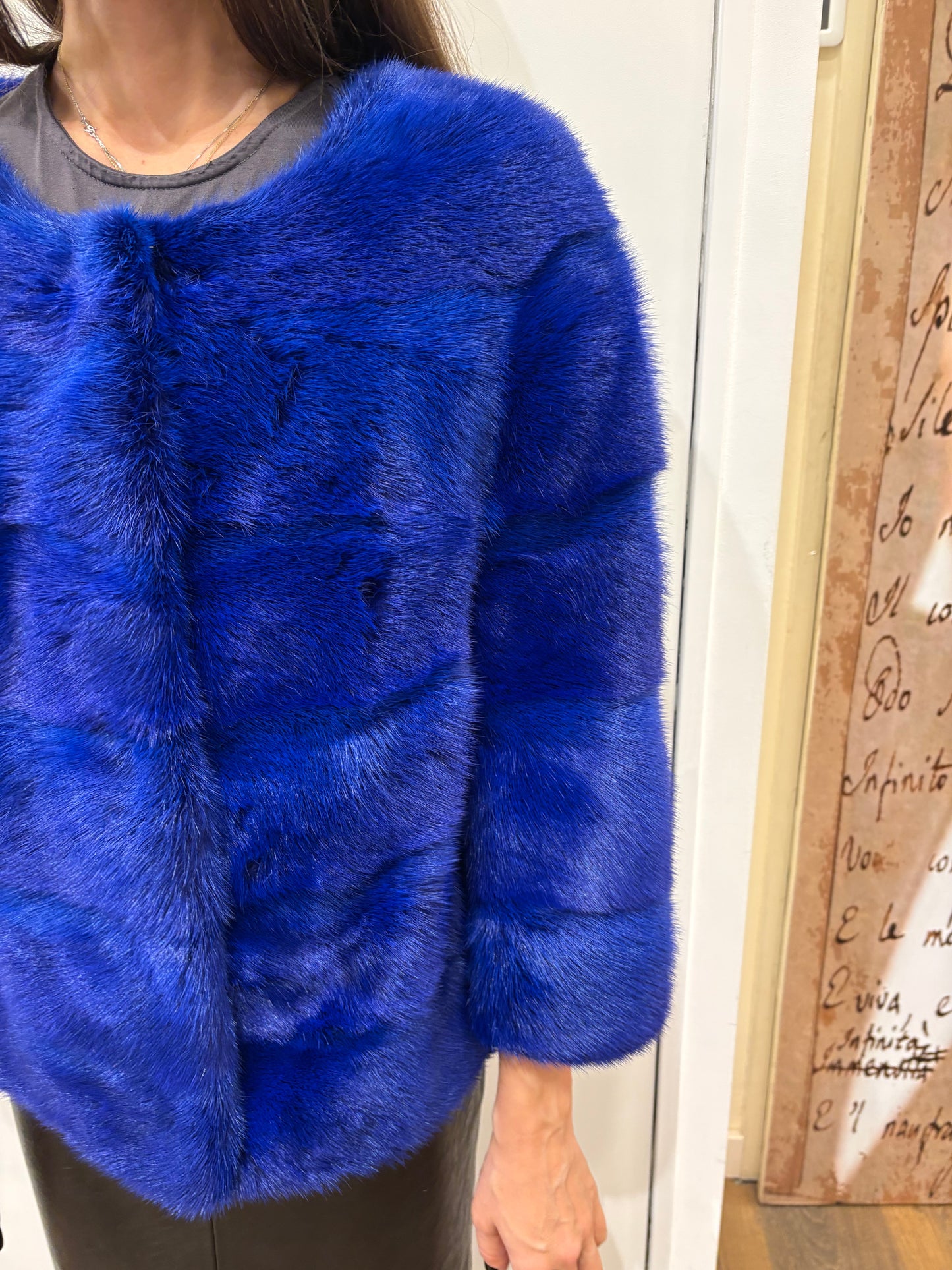 Giacca visone bluette intenso 38 ita
