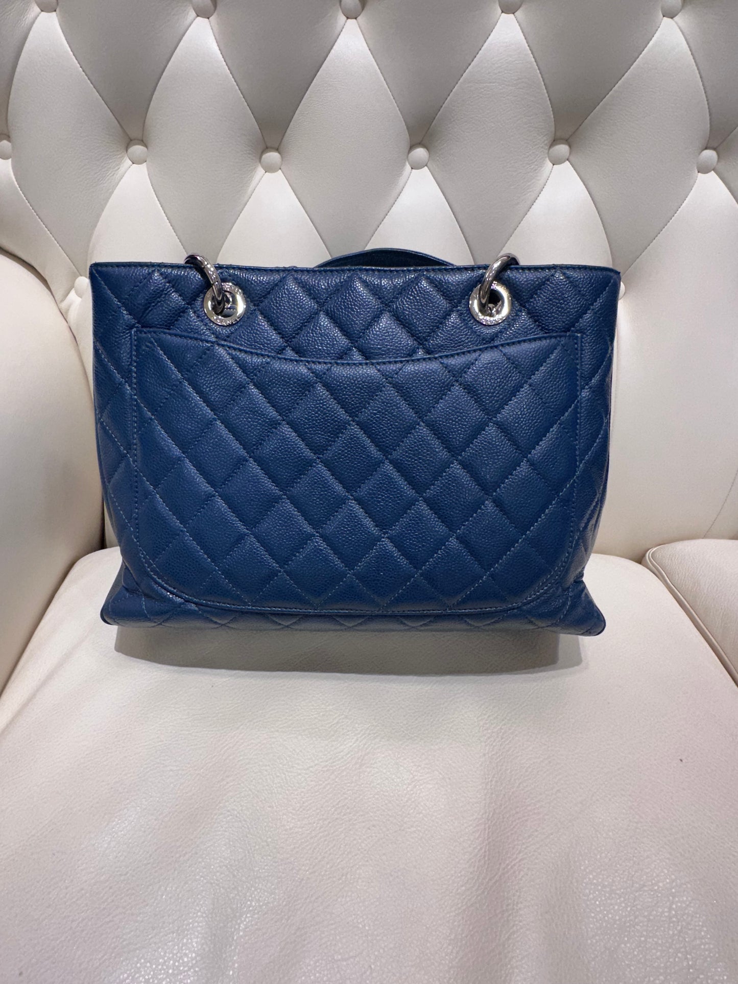 Chanel borsa shopping Gst pelle azzurra