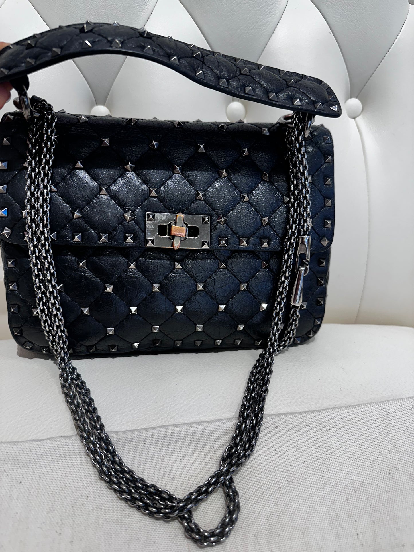 Valentino borsa media Rockstud Spike in nappa