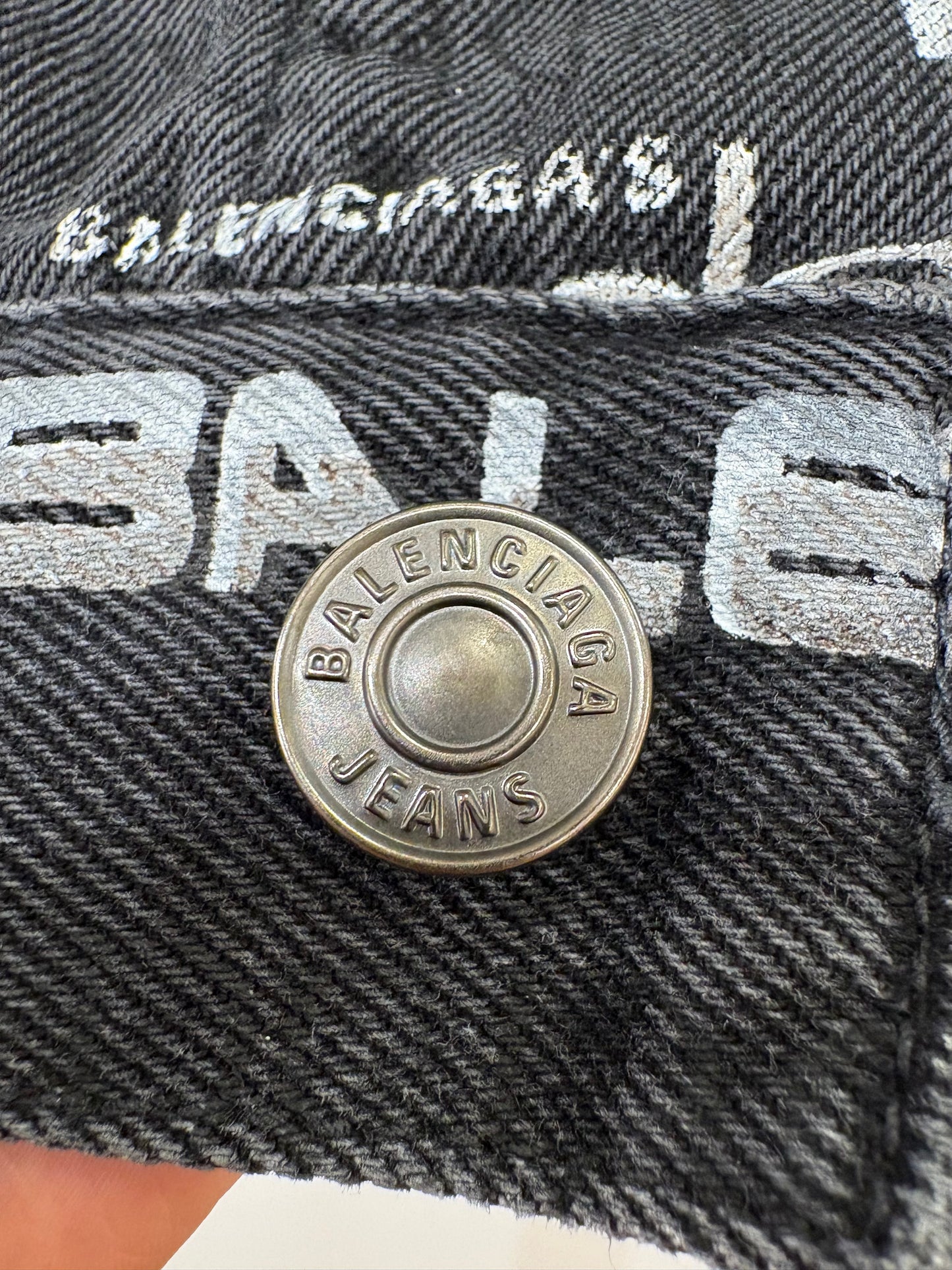 Giacca Denim Balenciaga "TV Show" Logo All-Over Tg.46