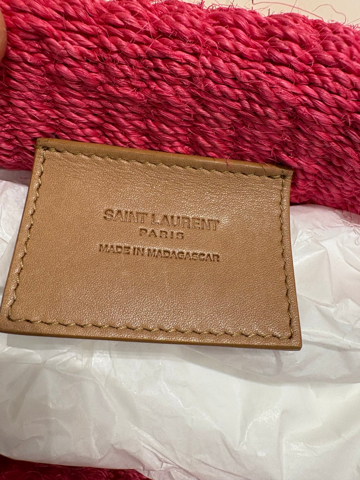 Ysl Kate in rafia rosa metallo dorato