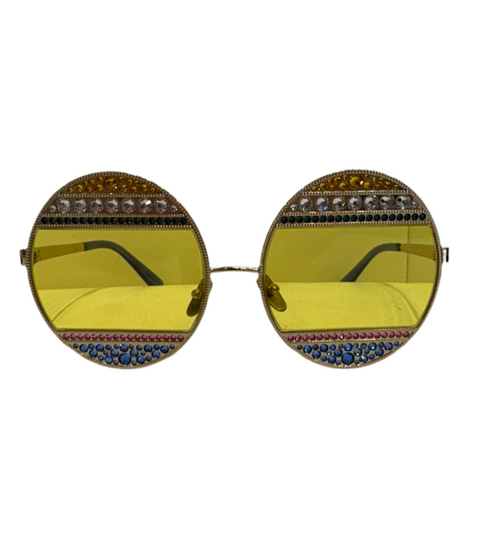 Dolce Gabbana occhiali over size lenti gialle e cristalli multicolor ( Lim. Edition)