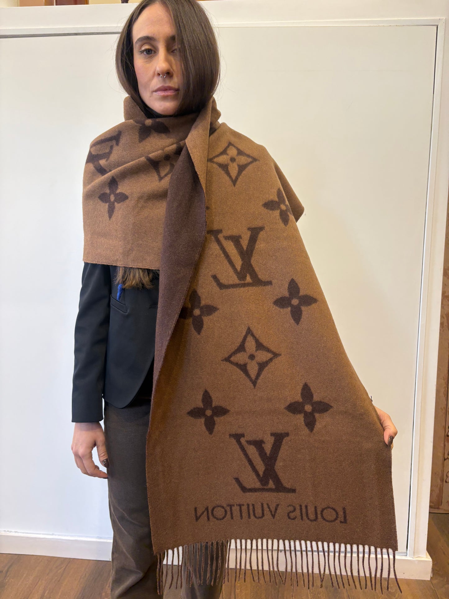 Louis Vuitton sciarpa grande Reykjavik motivo monogram Giant cashmere nuova