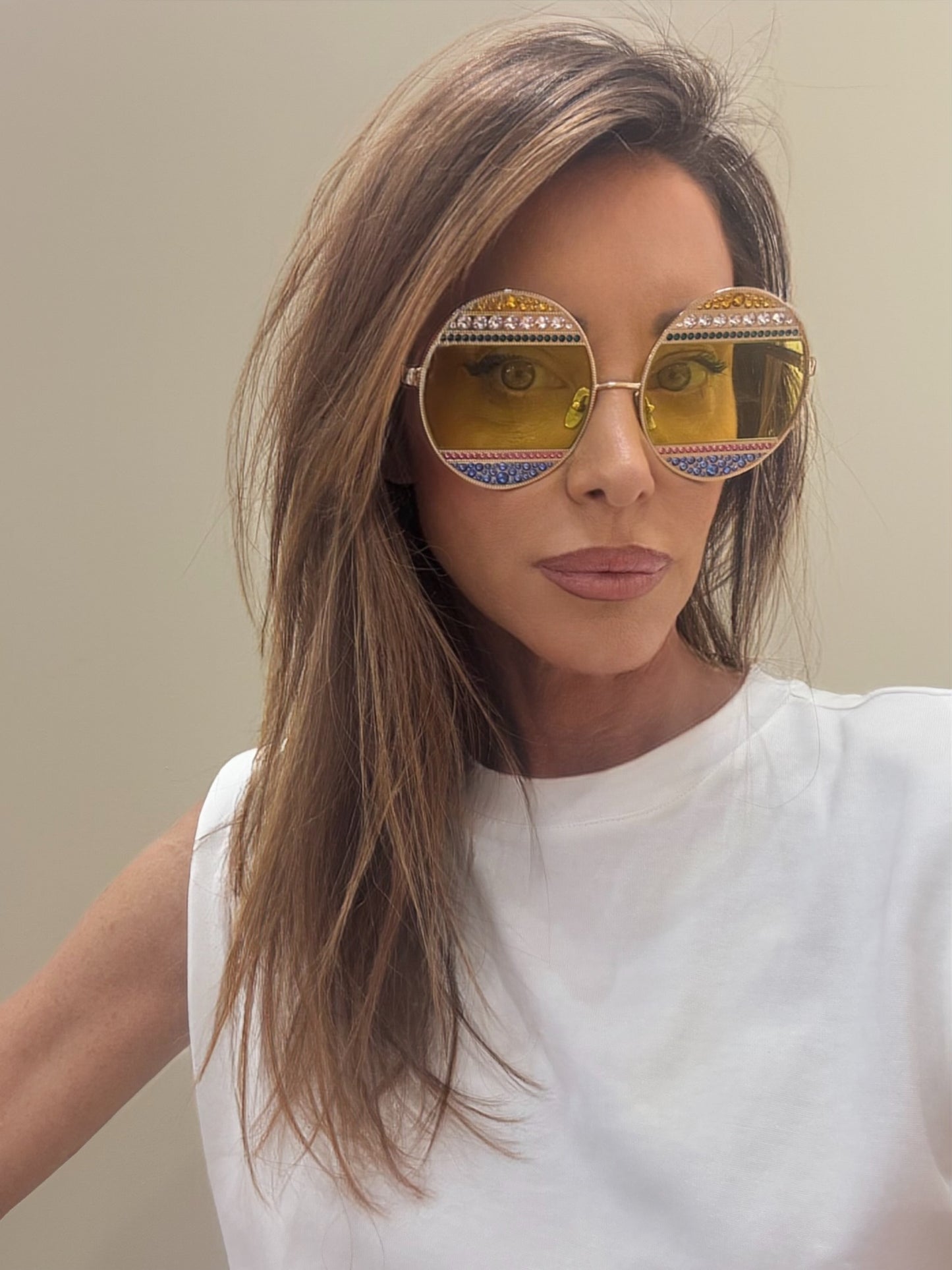 Dolce Gabbana occhiali over size lenti gialle e cristalli multicolor ( Lim. Edition)