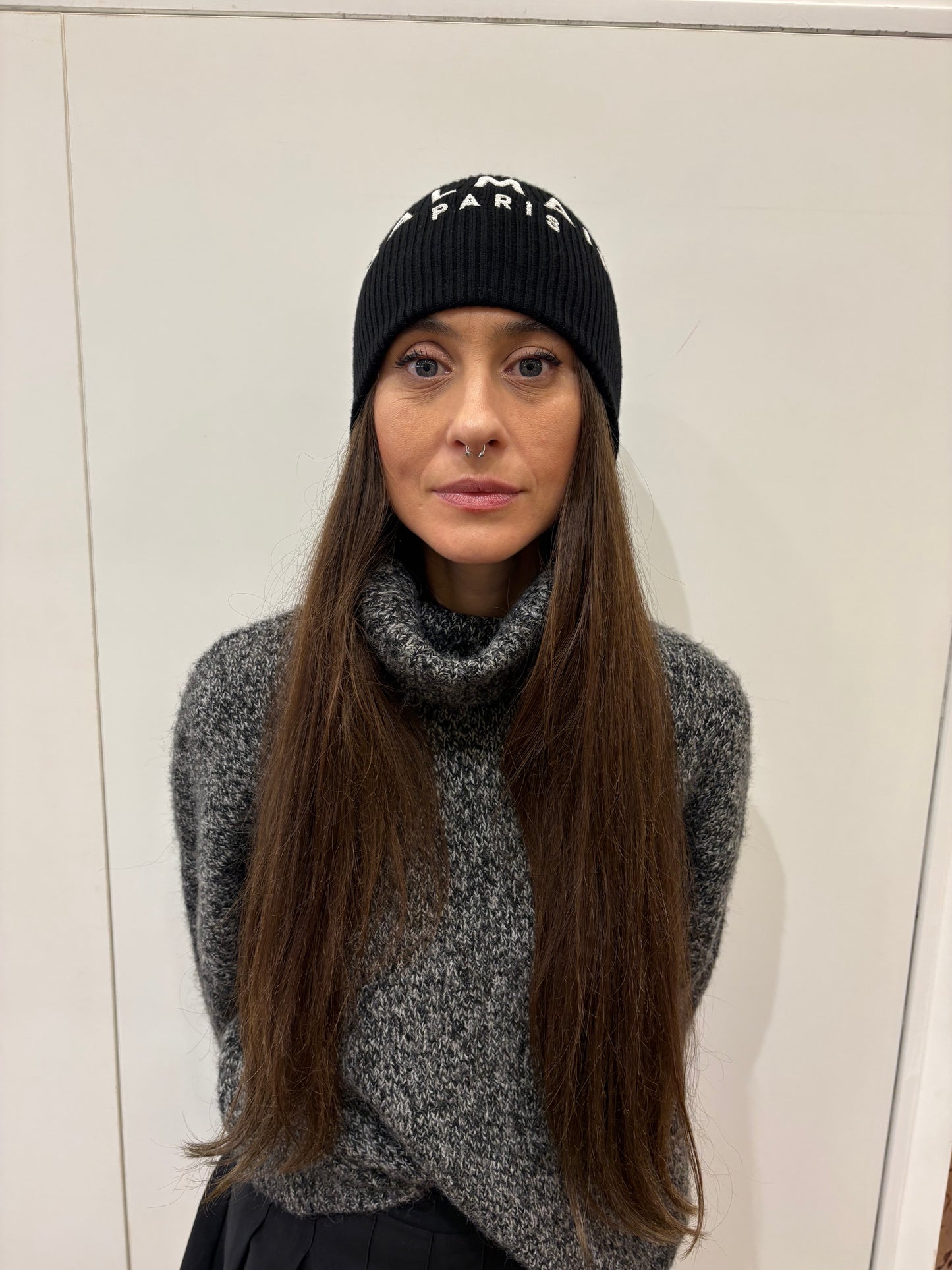 Balmain cuffia in lama logo paillettes nuovo