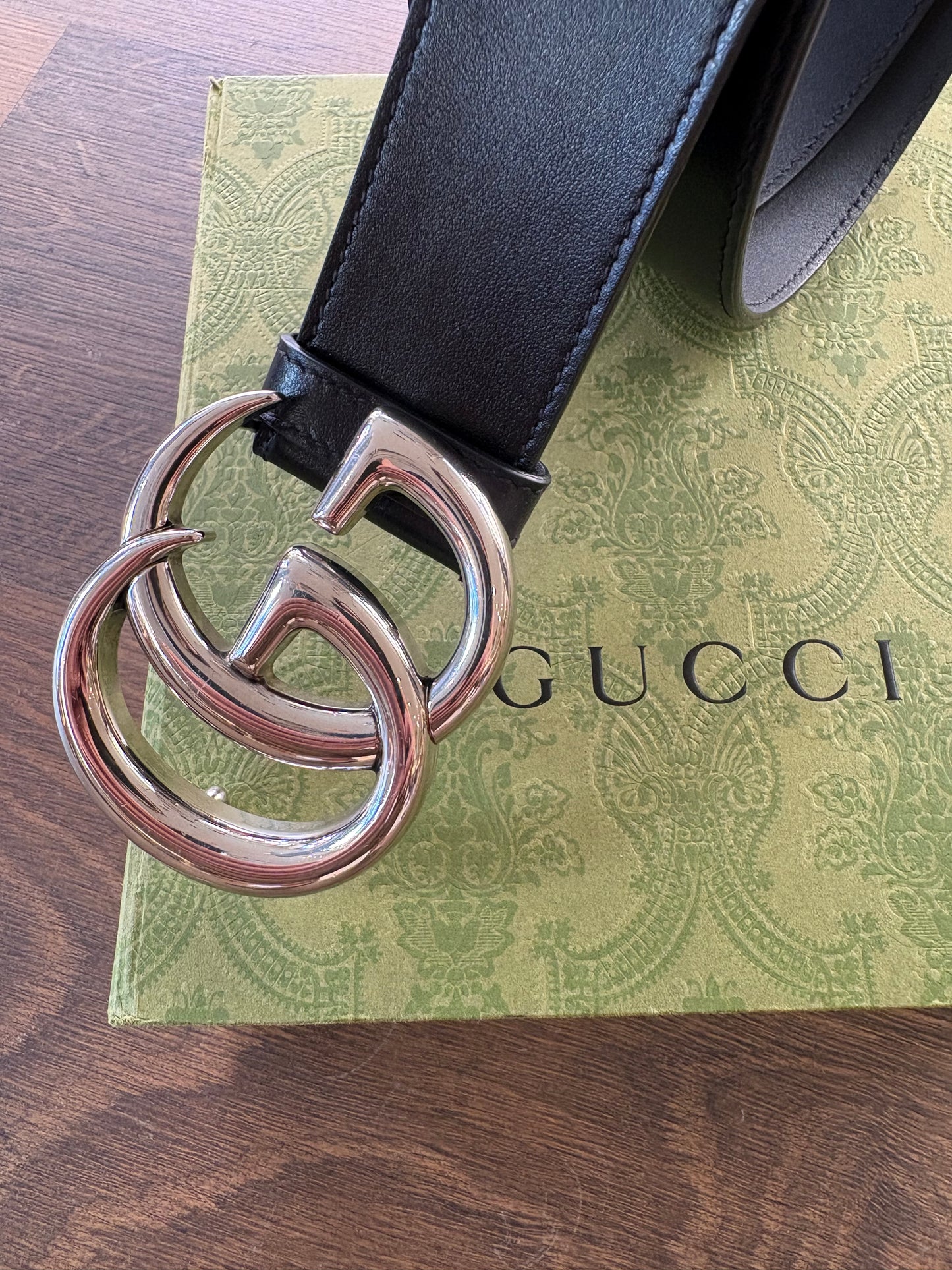 Gucci  Marmont cintura in pelle metallo silver 4cm