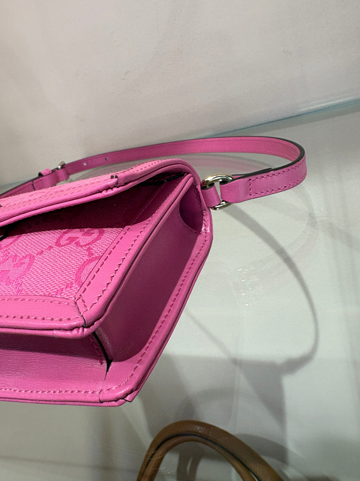 Gucci Borsa a Spalla Luce Mini in Tela GG Monogram Rose Dark Blossom. Nuova