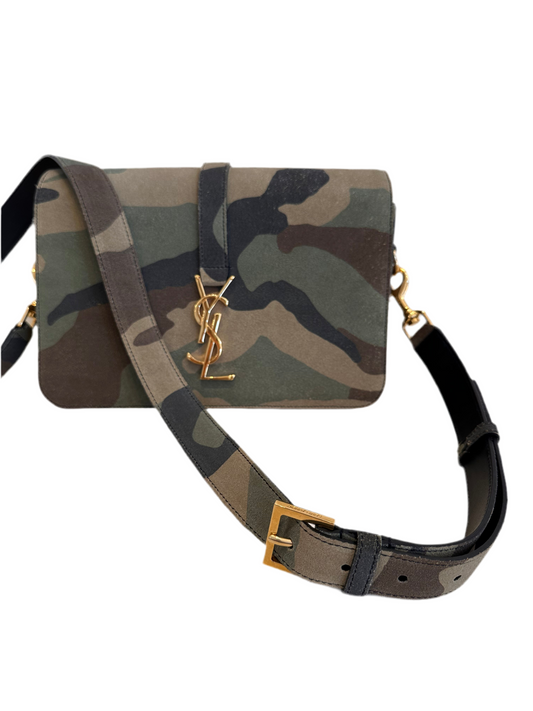 Ysl borsa Universite’ in camoscio camouflage