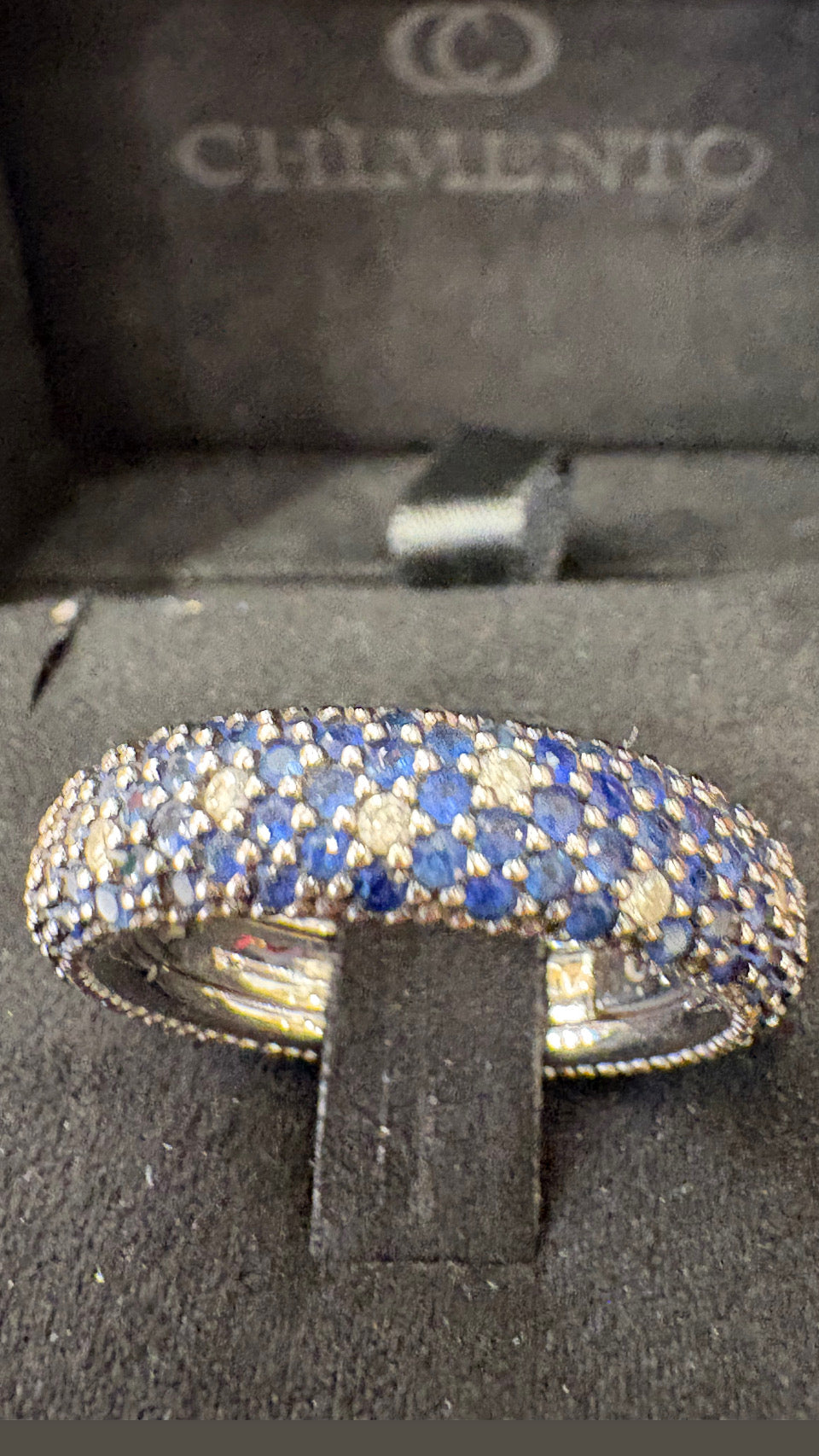 Anello Chimento Forever Star in Oro Giallo con Zaffiri Blu e Diamanti
