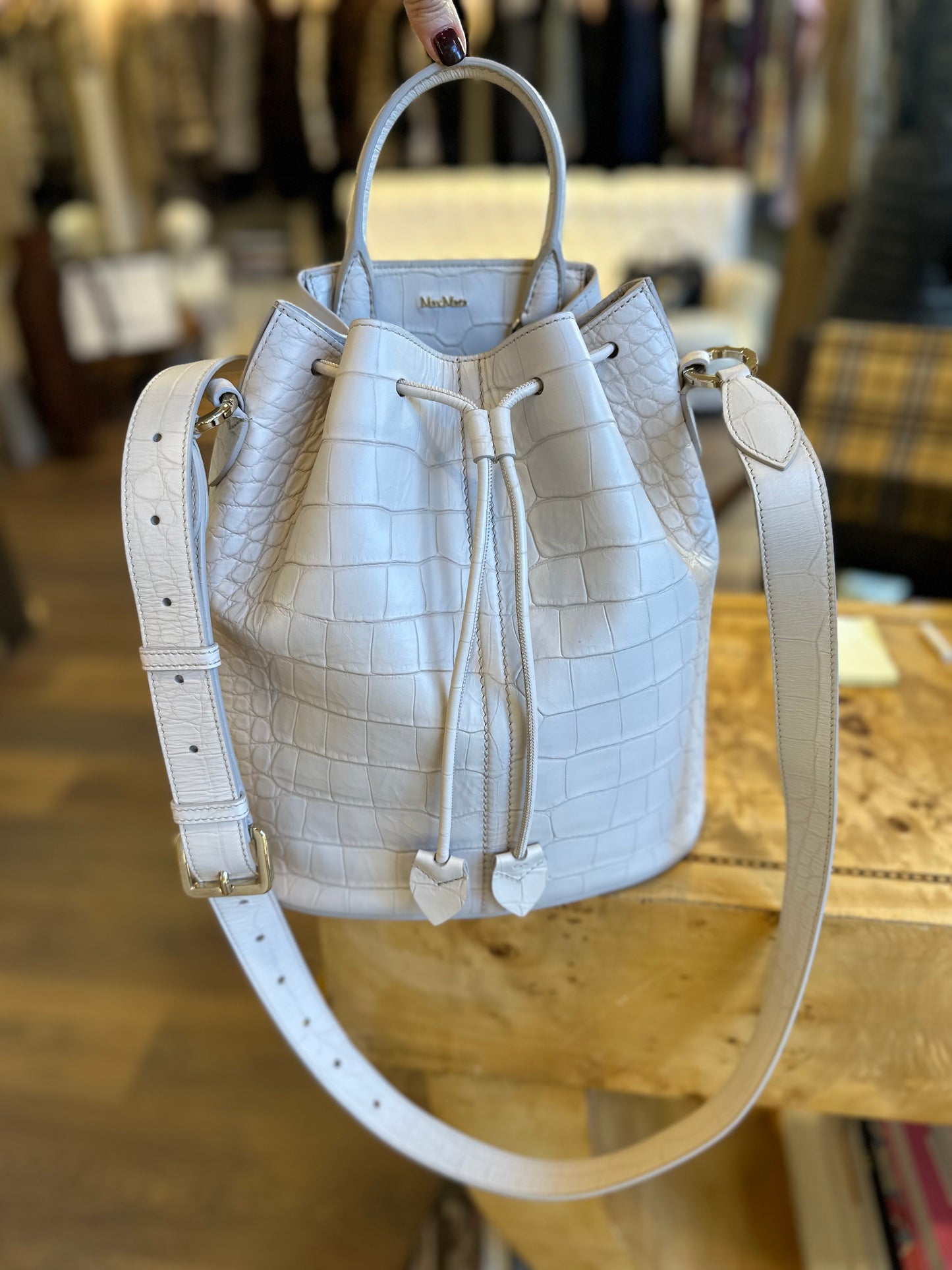 Max Mara borsa secchiello in pelle stampa cocco