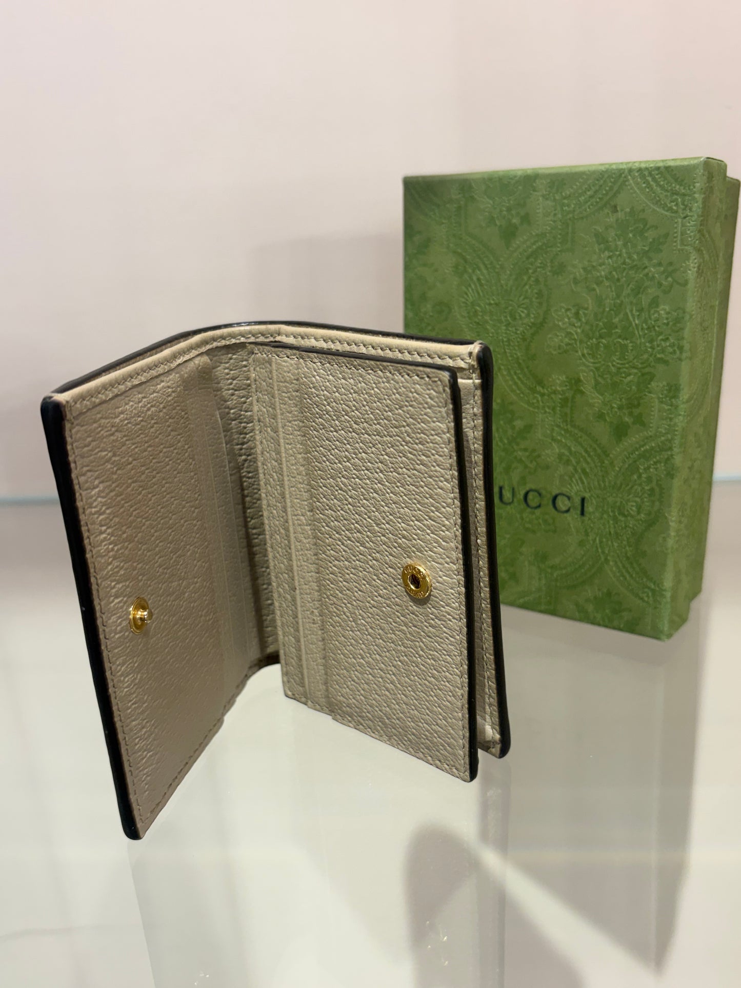 Gucci Portafoglio Ophidia Small GG con finiture in pelle. Nuovo