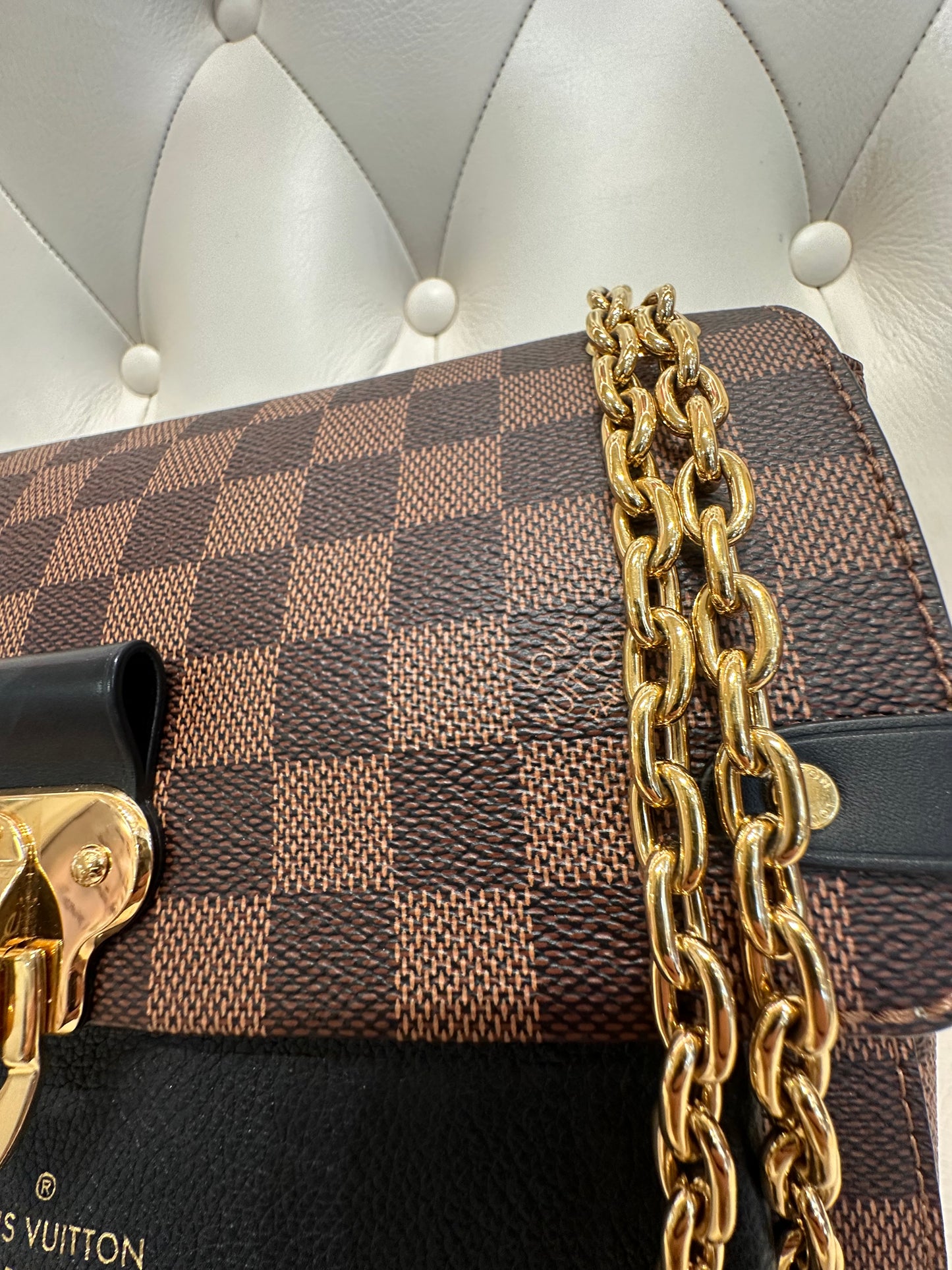 Louis Vuitton Vavin tela ebene damier e pelle