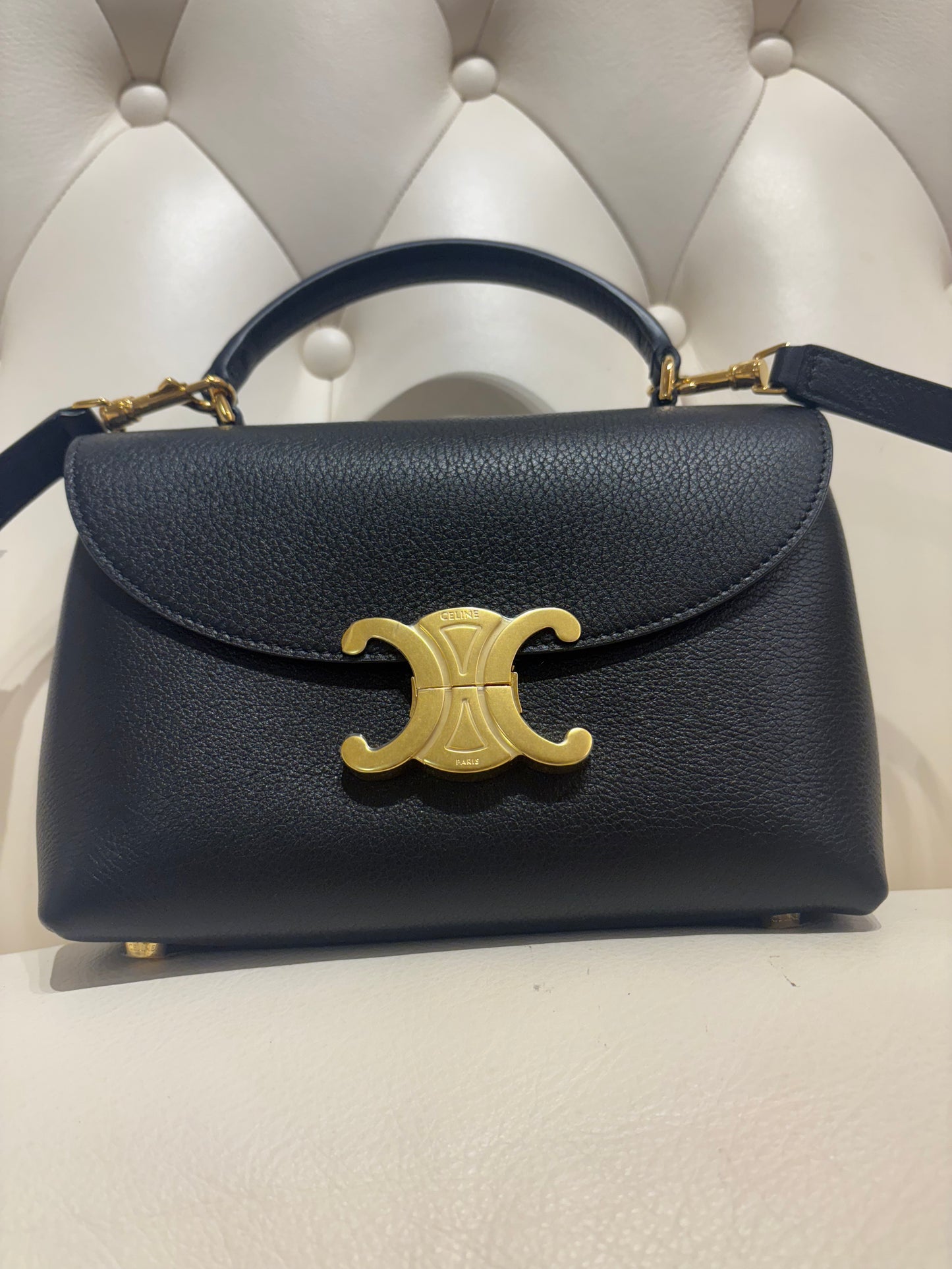 Celine borsa Nino Teen in pelle di vitello granata