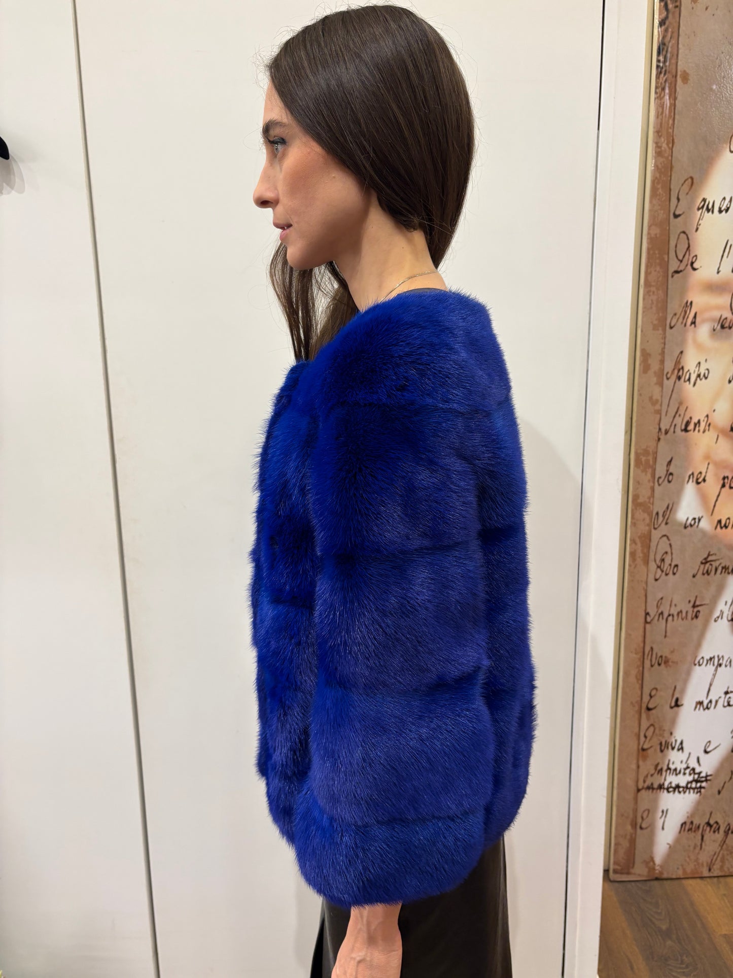 Giacca visone bluette intenso 38 ita
