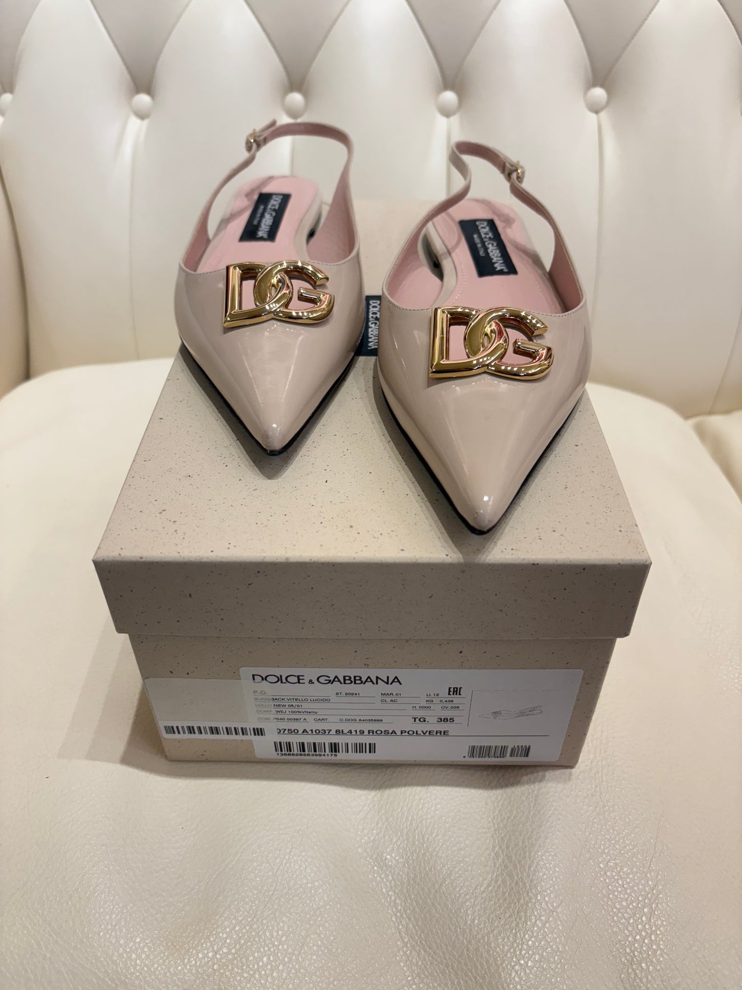 Dolce & Gabbana sling back pelle vernice rosa 38,5