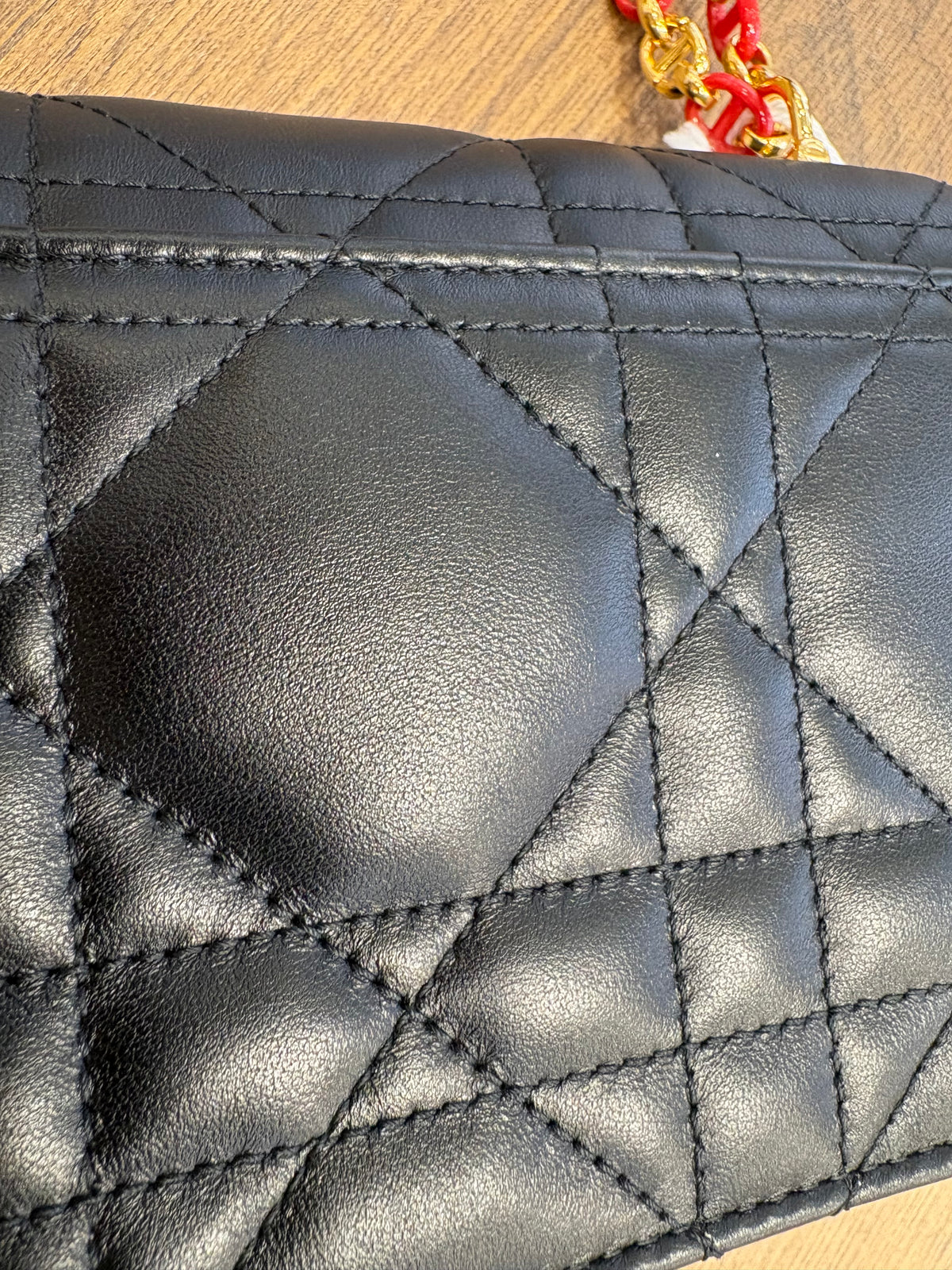 Christian Dior Miss Caro Mini Capsule Dioramour in Pelle di Agnello Macrocannage Nera Nuova con Cartellino