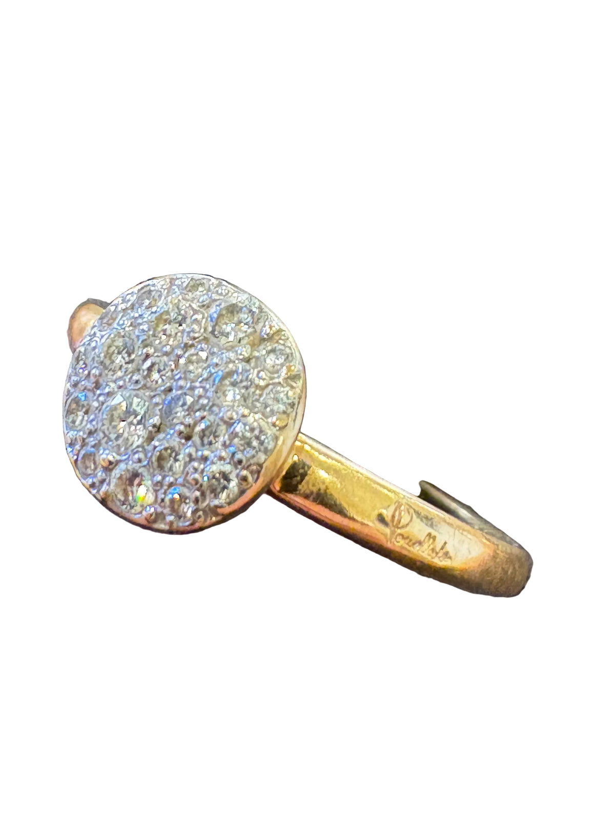 Pomellato Anello  Sabbia Modello Piccolo in Oro Giallo 18kt con Pavé di Diamanti Bianchi