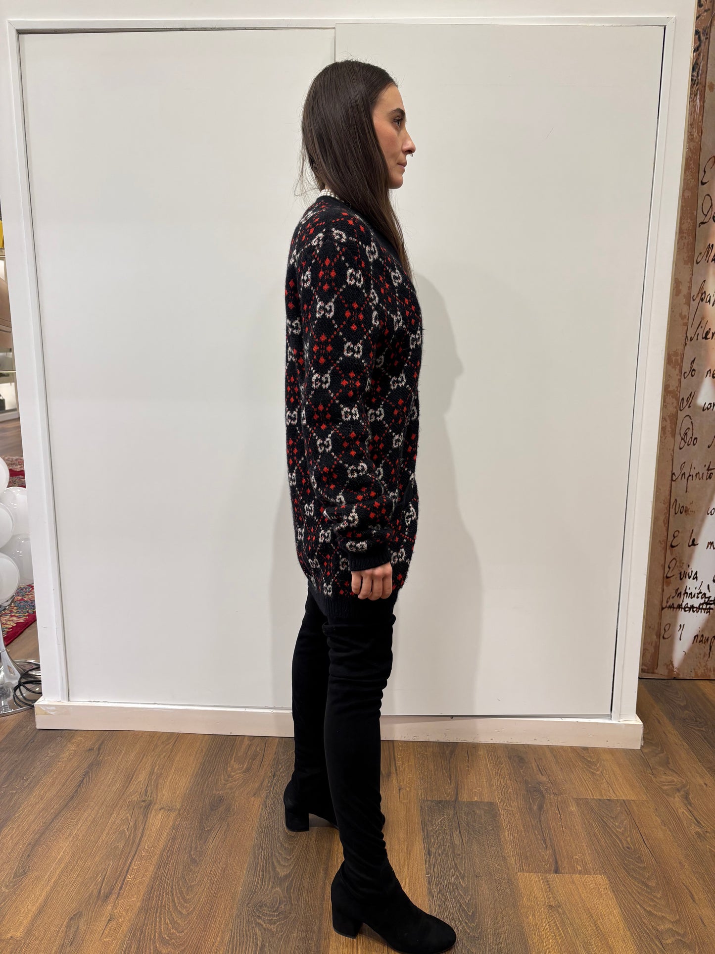 Gucci cardigan lana motivo GG