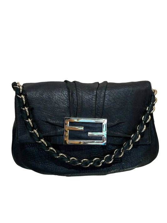 Fendi Mia Bag borsa a spalla in pelle martellata nera