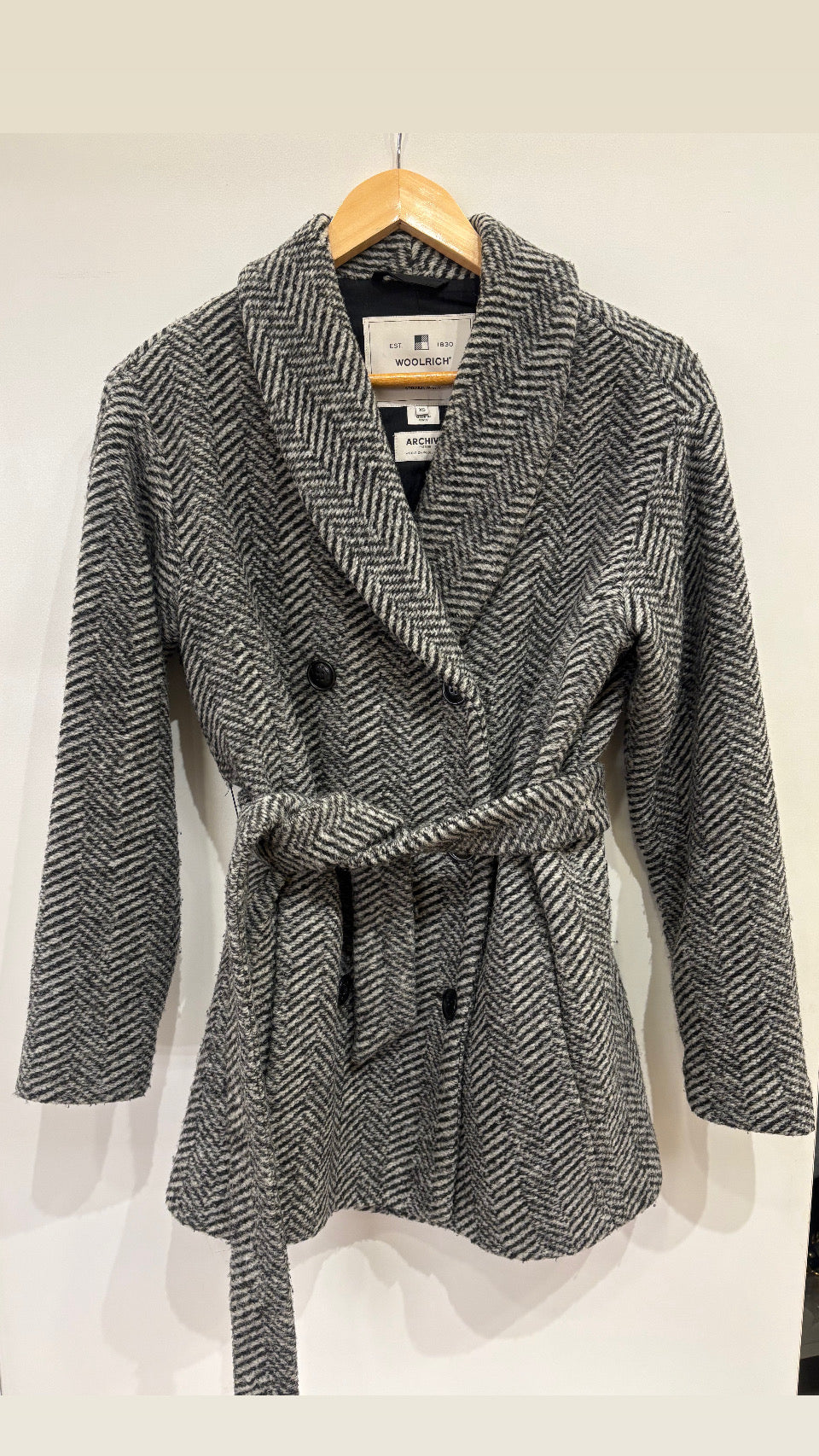 Woolrich cappottino tweed in lana resca doppio petto xs