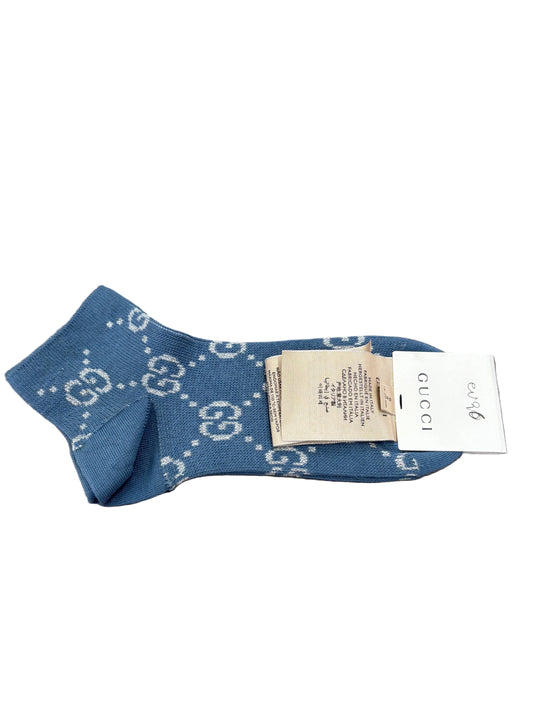 Calzini Corti Gucci in Lamé con Monogramma GG - Azzurro (tgL)Nuovo