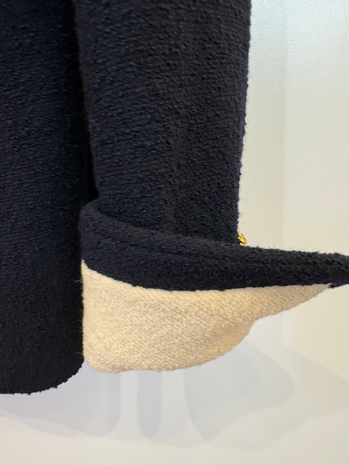 Chanel giacca lana bouclé  blu revers avorio 40/42. Vintage