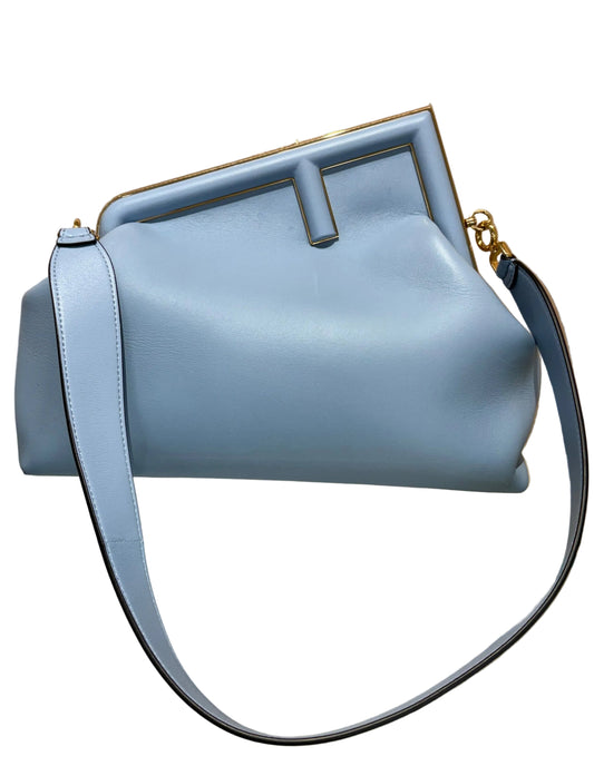 Fendi First borsa a tracolla in pelle Sky Blue ( celeste ). Nuovo