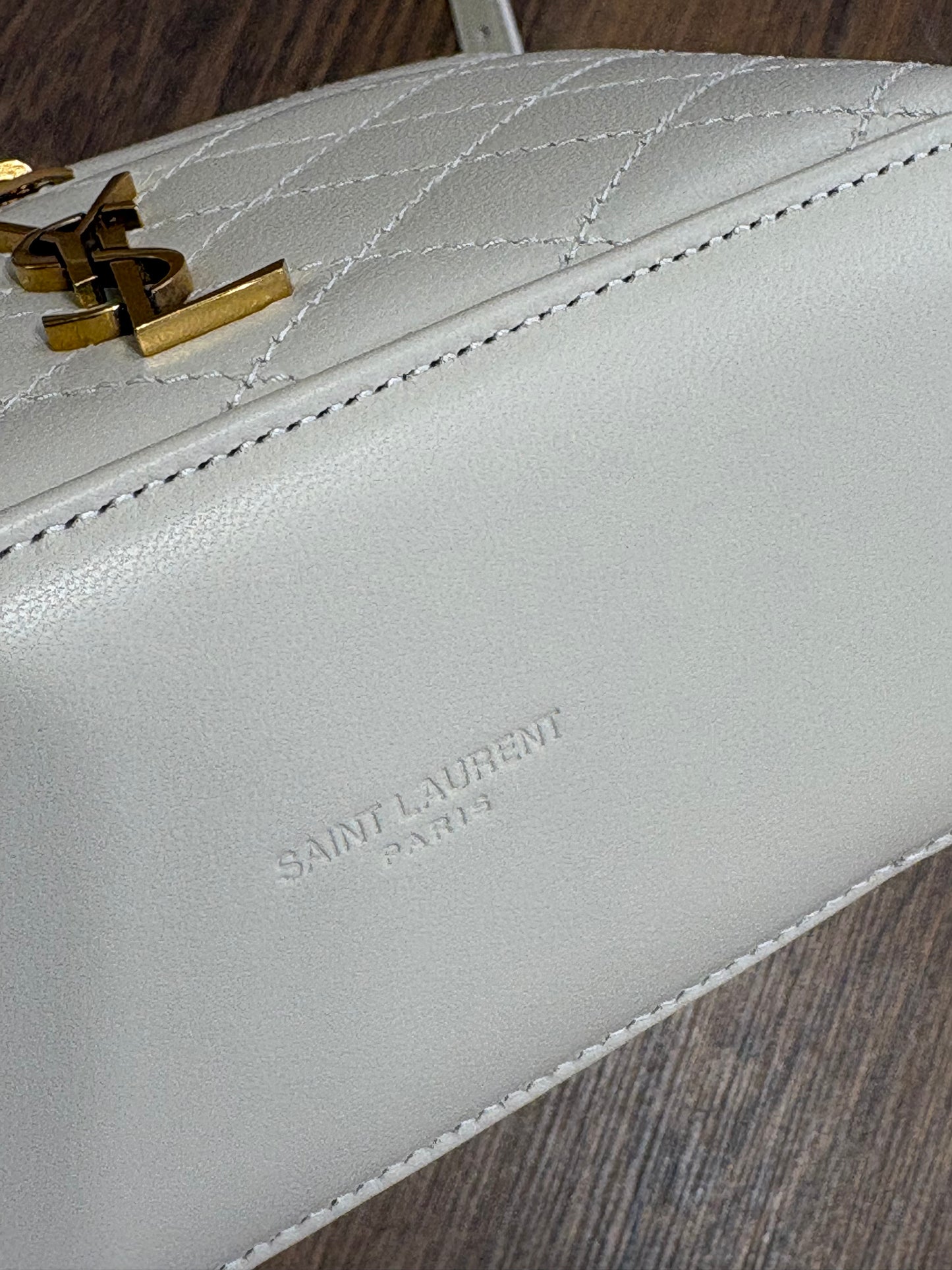 Borsa Saint Laurent Gaby Vanity Large in Pelle Avorio. Nuovo
