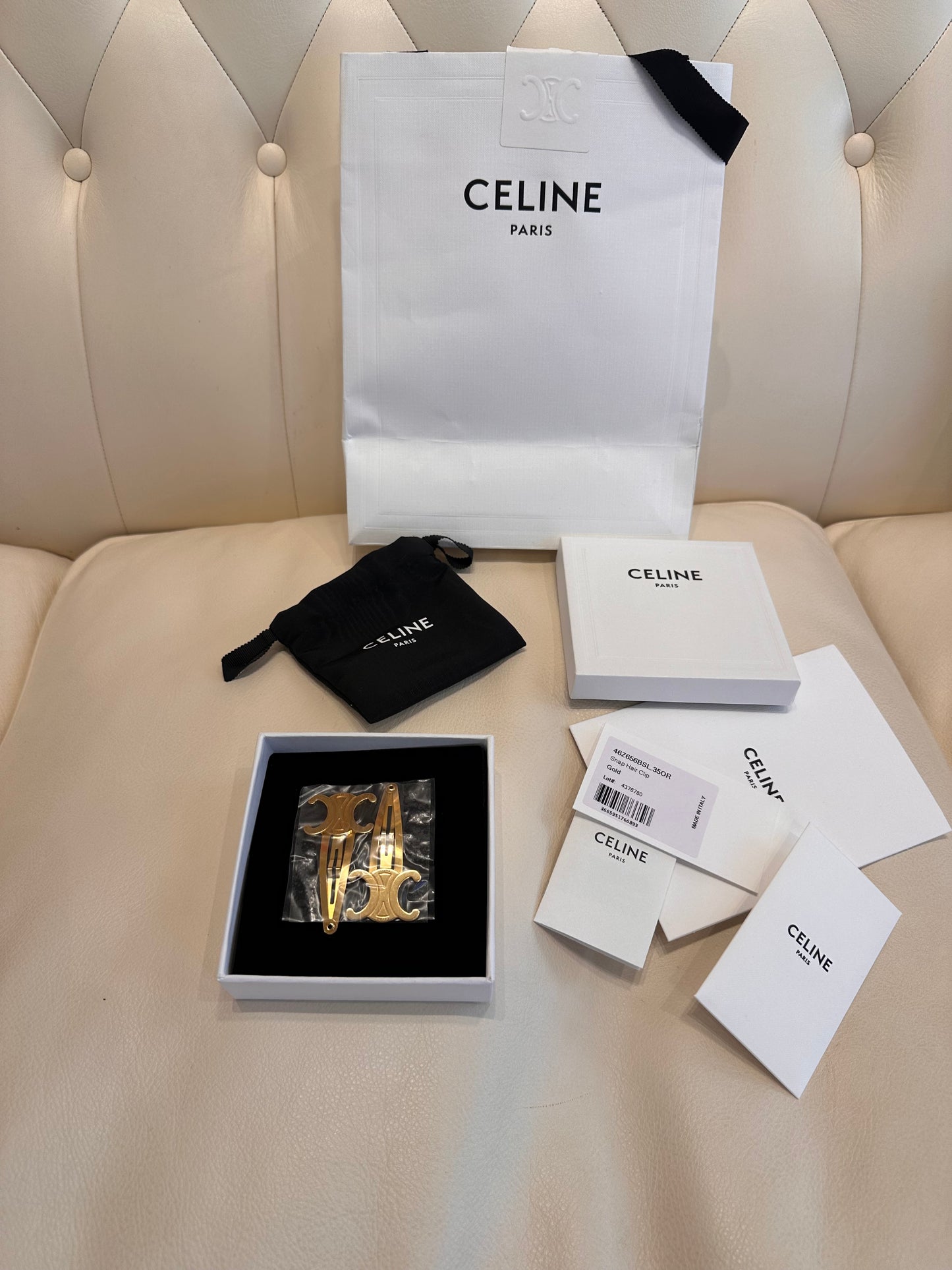 Celine set 2 ferma capelli metallo dorato