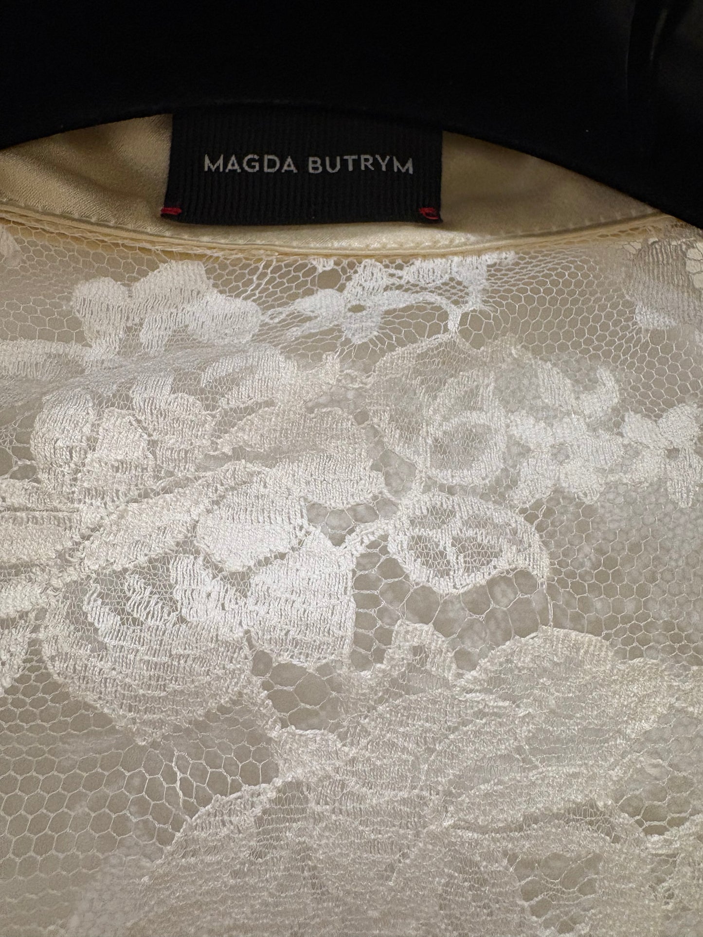 Magda Butrym abito seta champagne pizzo con fiocco