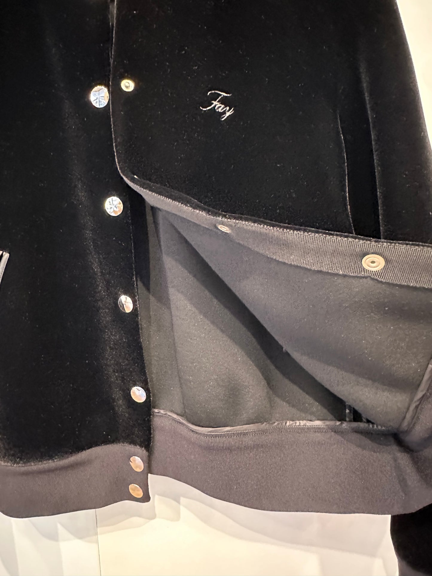 Fay giacca bomber  in velluto  nero interno felpa