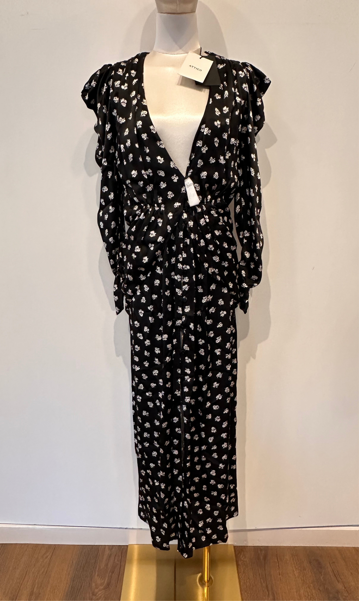 Attico abito lungo seta drappeggiato