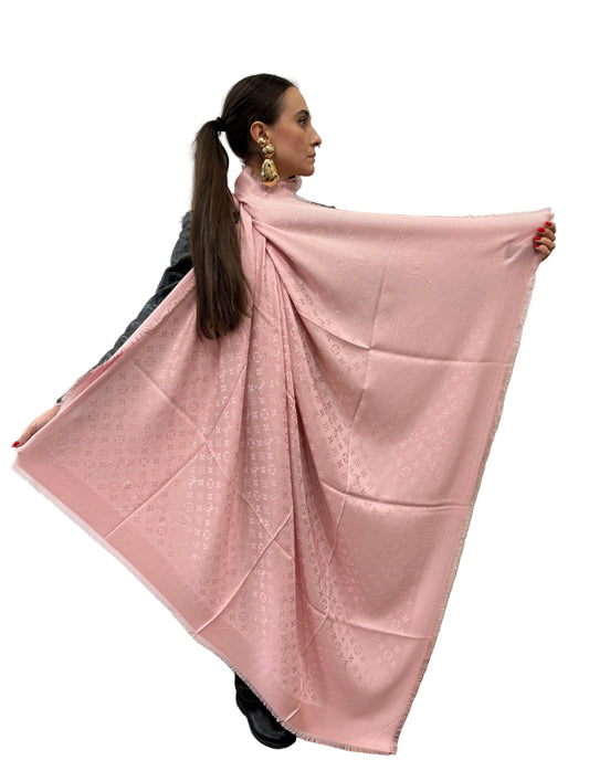 Louis Vuitton scialle rosa misto lana e seta . Nuovo