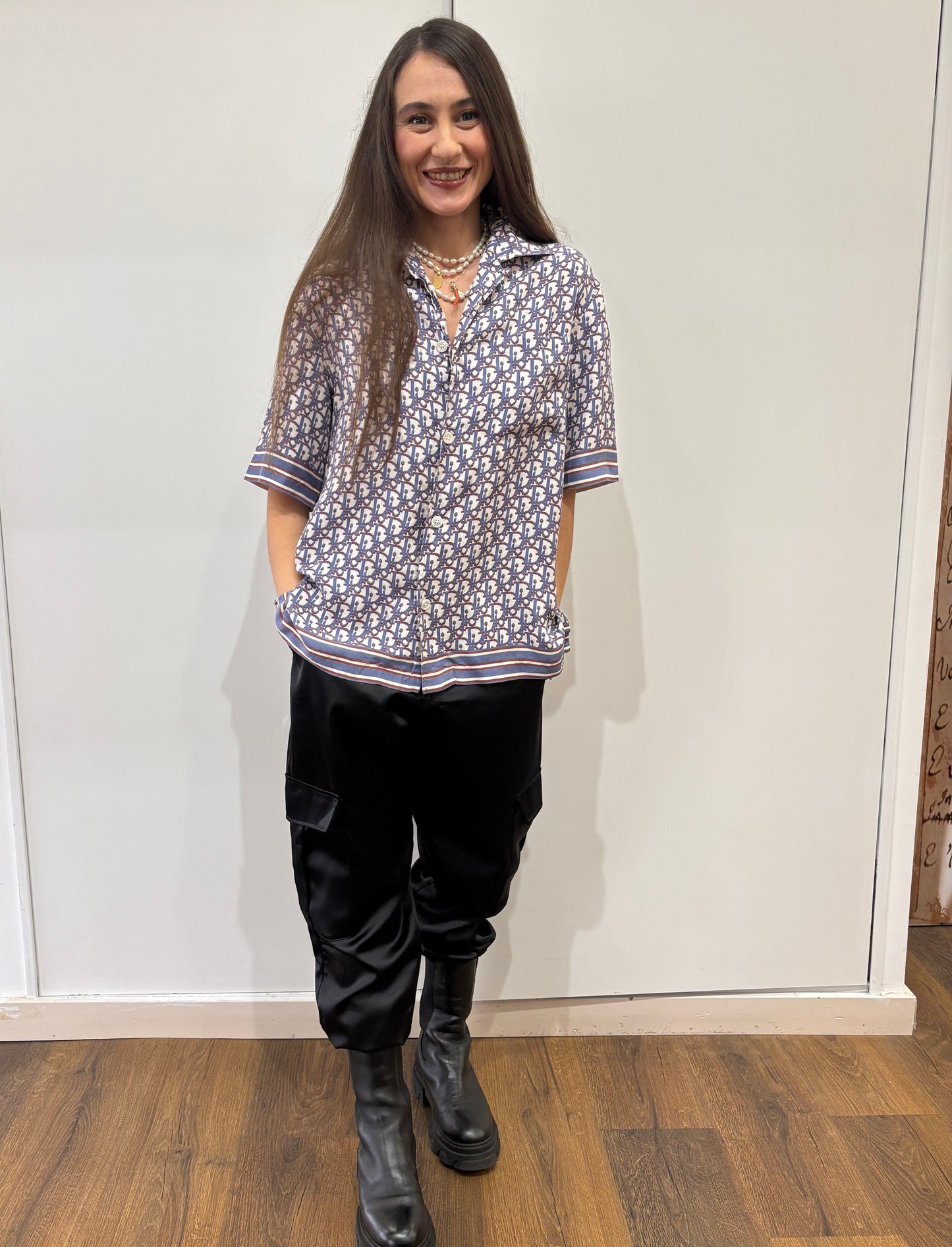 Dior camicia in seta Oblique uomo