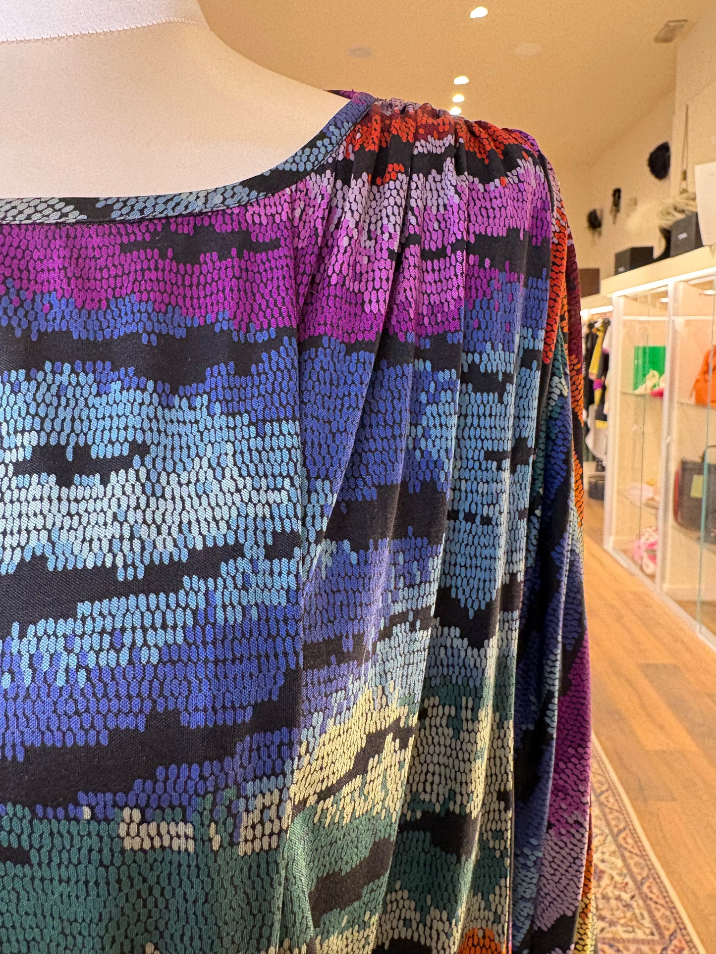 Missoni abito vintage in maglina di seta con cintura in pelle