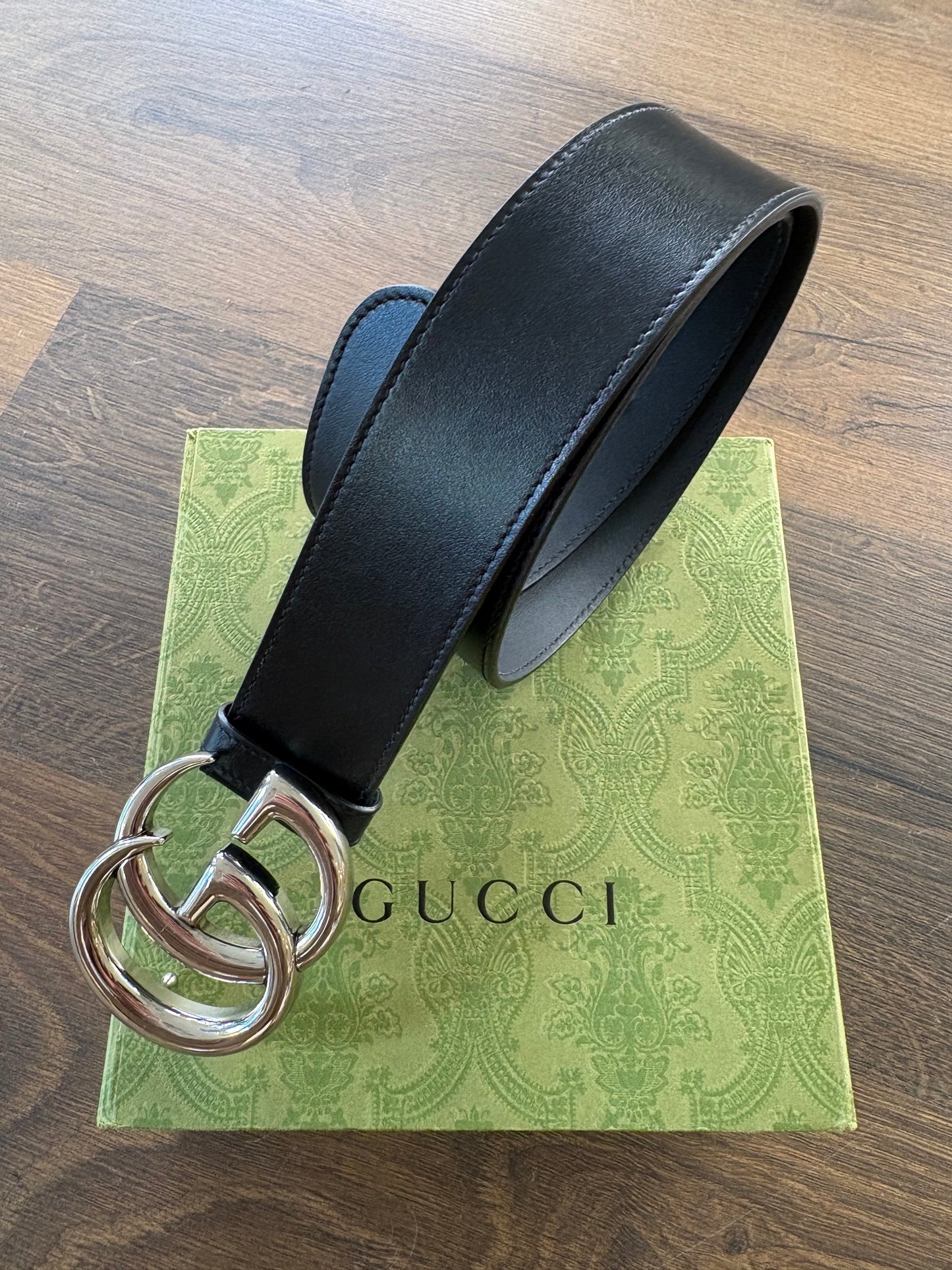 Gucci  Marmont cintura in pelle metallo silver 4cm