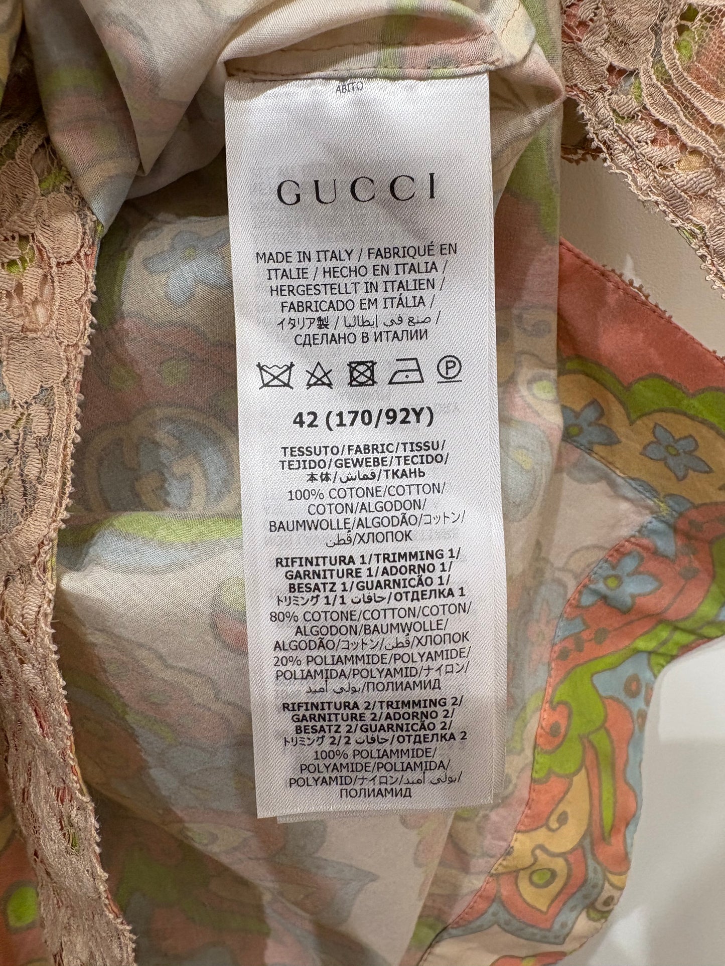 Gucci Kaftano in cotone stampato maniche ampie