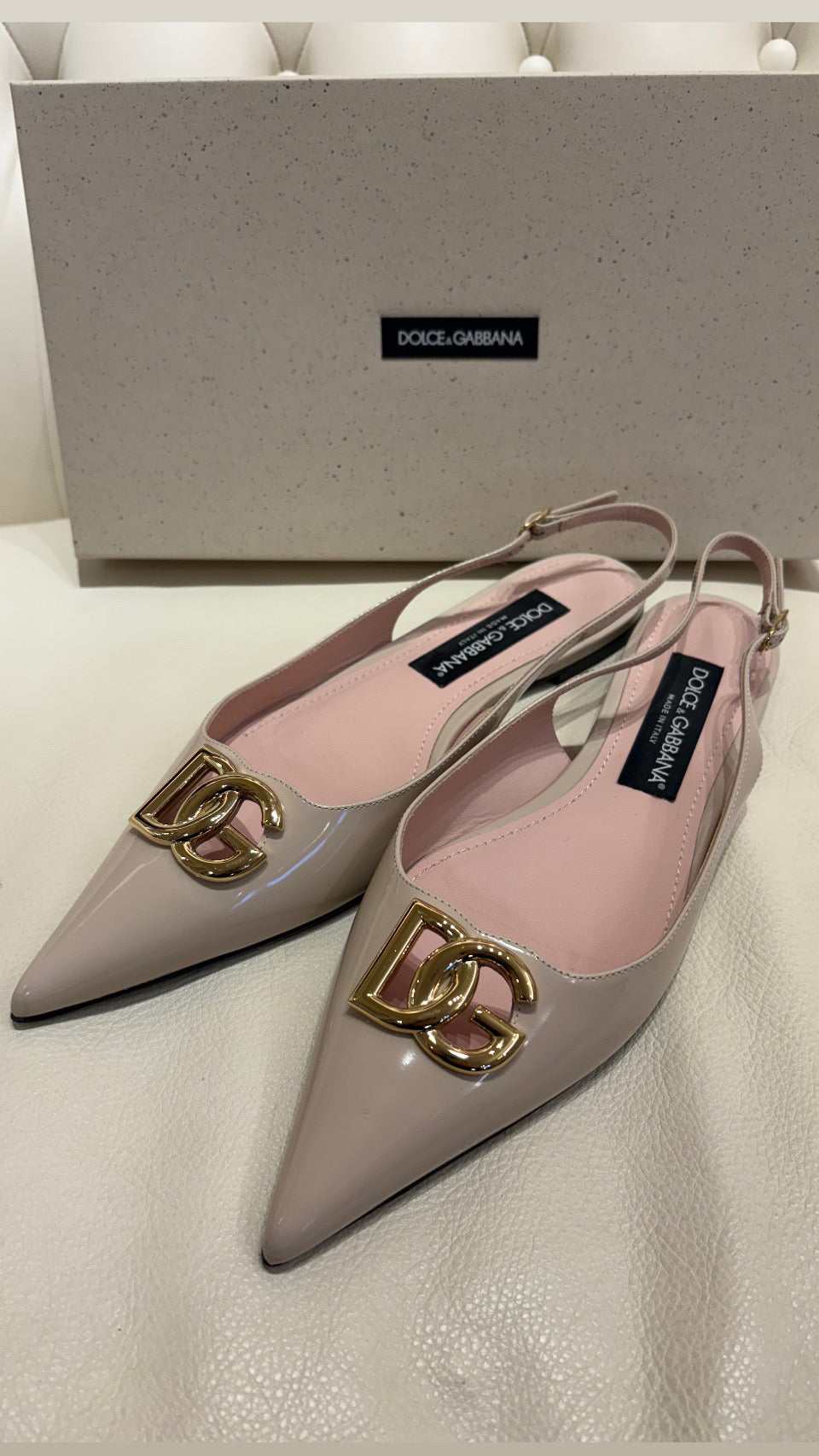 Dolce & Gabbana sling back pelle vernice rosa 38,5