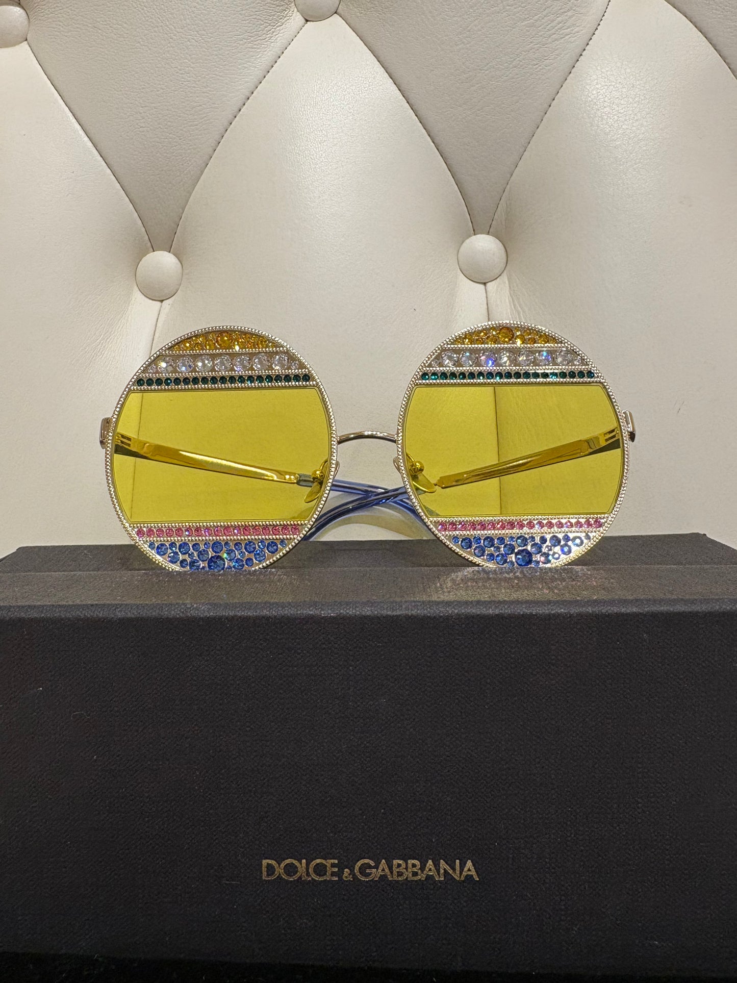 Dolce Gabbana occhiali over size lenti gialle e cristalli multicolor ( Lim. Edition)