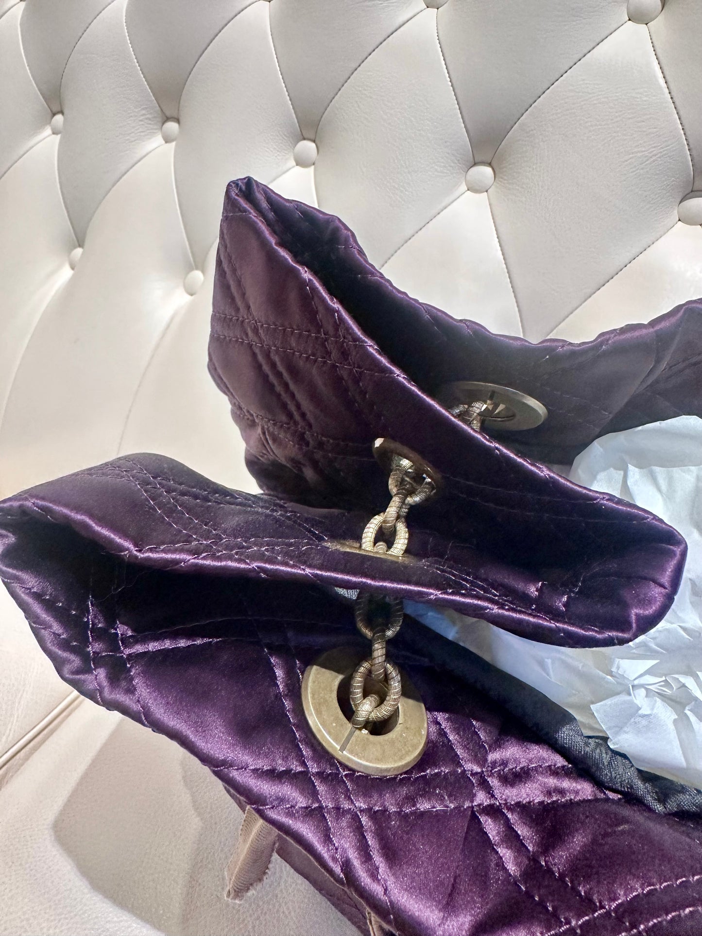 Lanvin Paris borsa a spalla in tela rasata viola